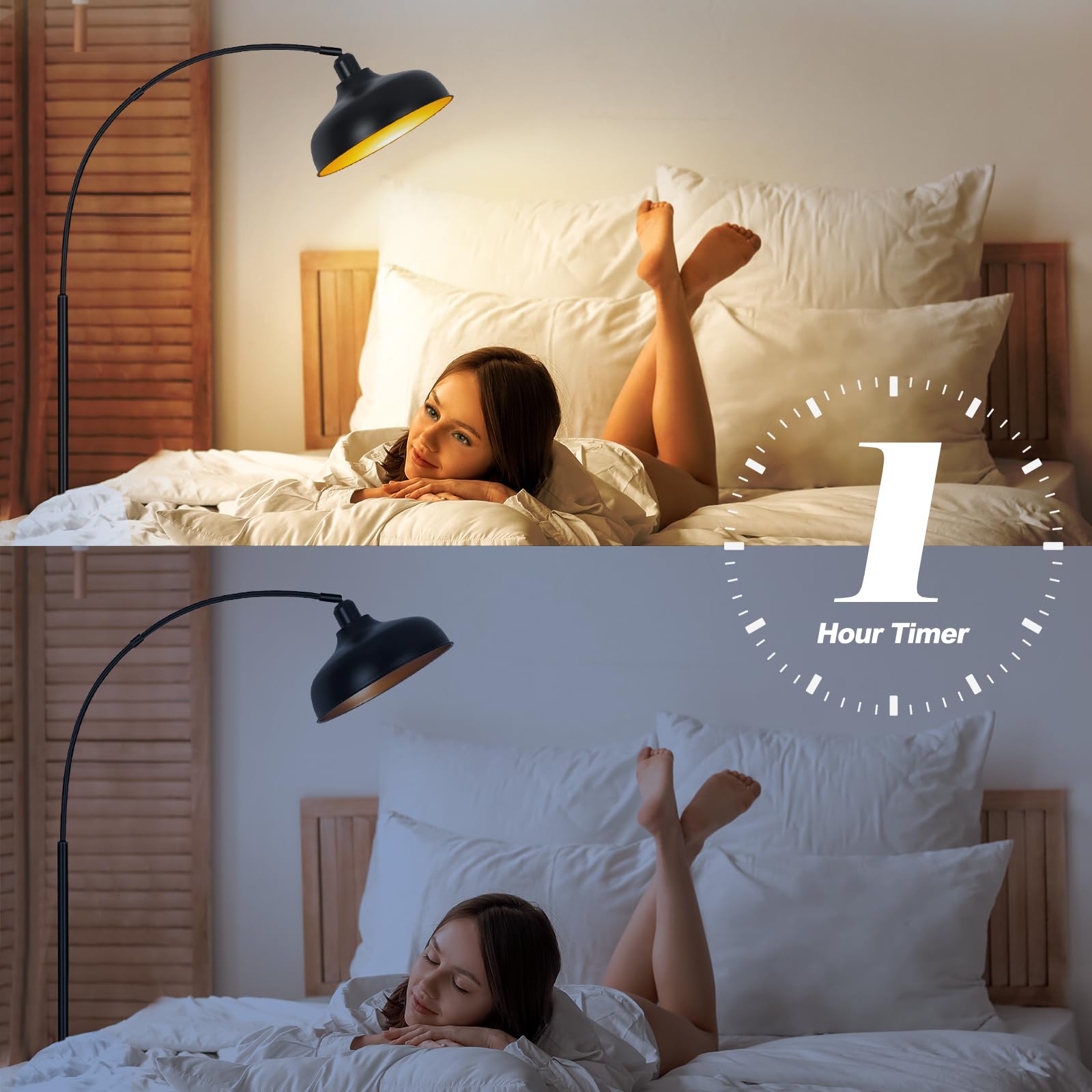 Arch Floor Lamps With Remote - Dimmable Floor Lamp 70 Black Tall Lamp With 360? Adjustable Hanging Metal Shade, Arc Lamps Floor