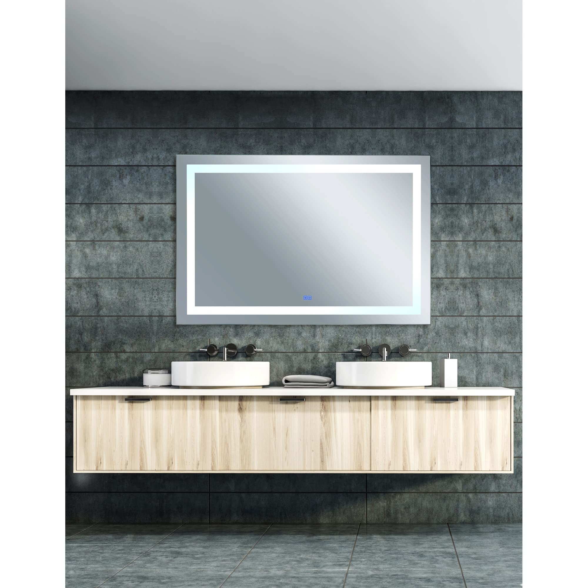 CWI Lighting Abril 58 Rectangle Contemporary Metal LED Mirror in Matte White