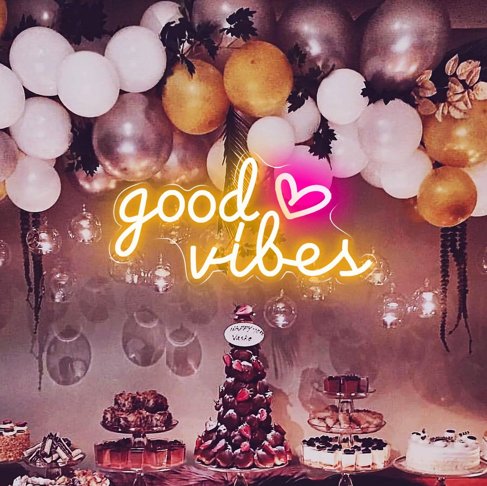 HOHOSIGN Good Vibes Neon Sign for Wall Decor, USB Operated, Warm White, 16x8in, Plastic