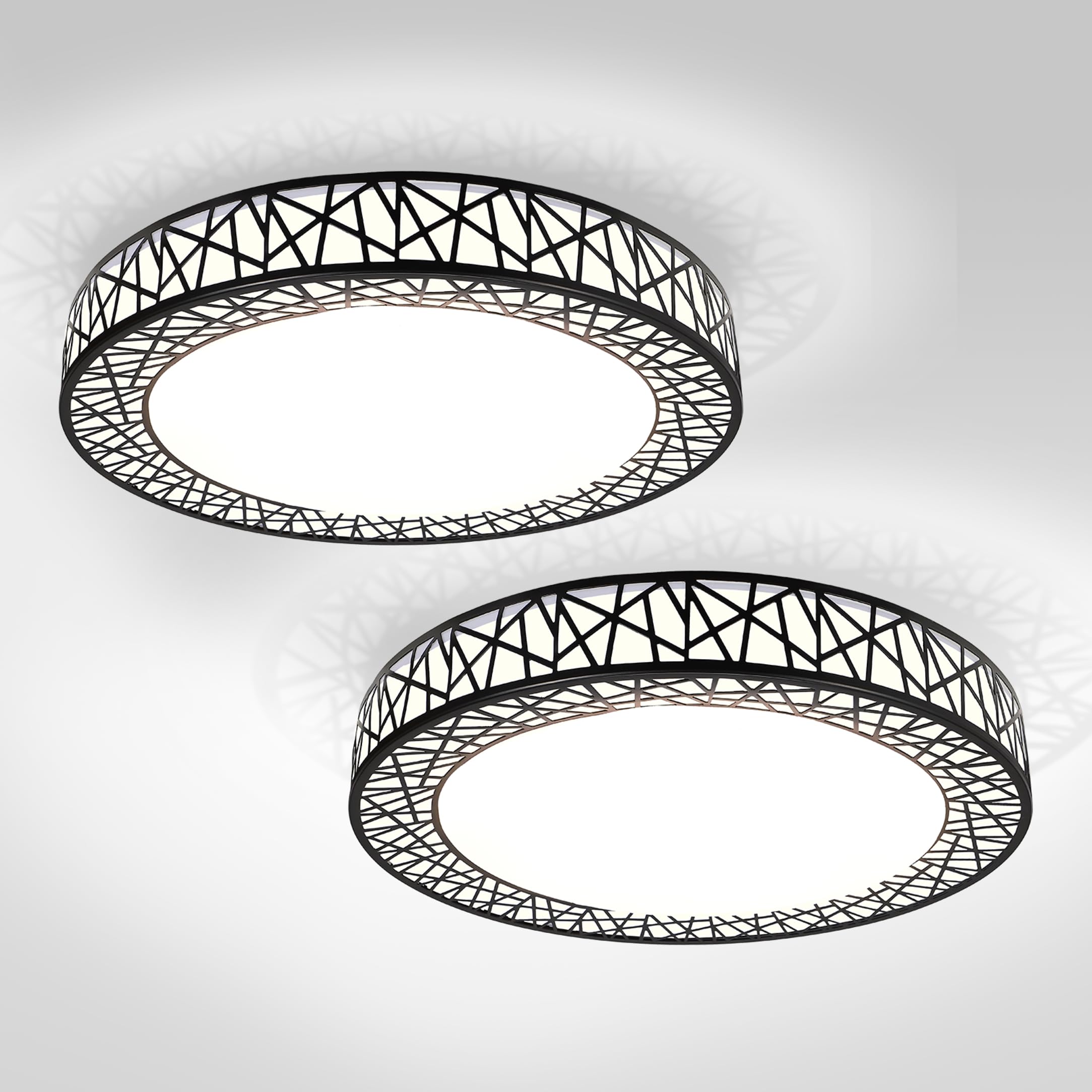 ASD 18 Inch LED Flush Mount Ceiling Light - Matte Black Modern Ceiling Light Fixture 35W 1992LM, 2700-5000K Adjustable Dimmable 