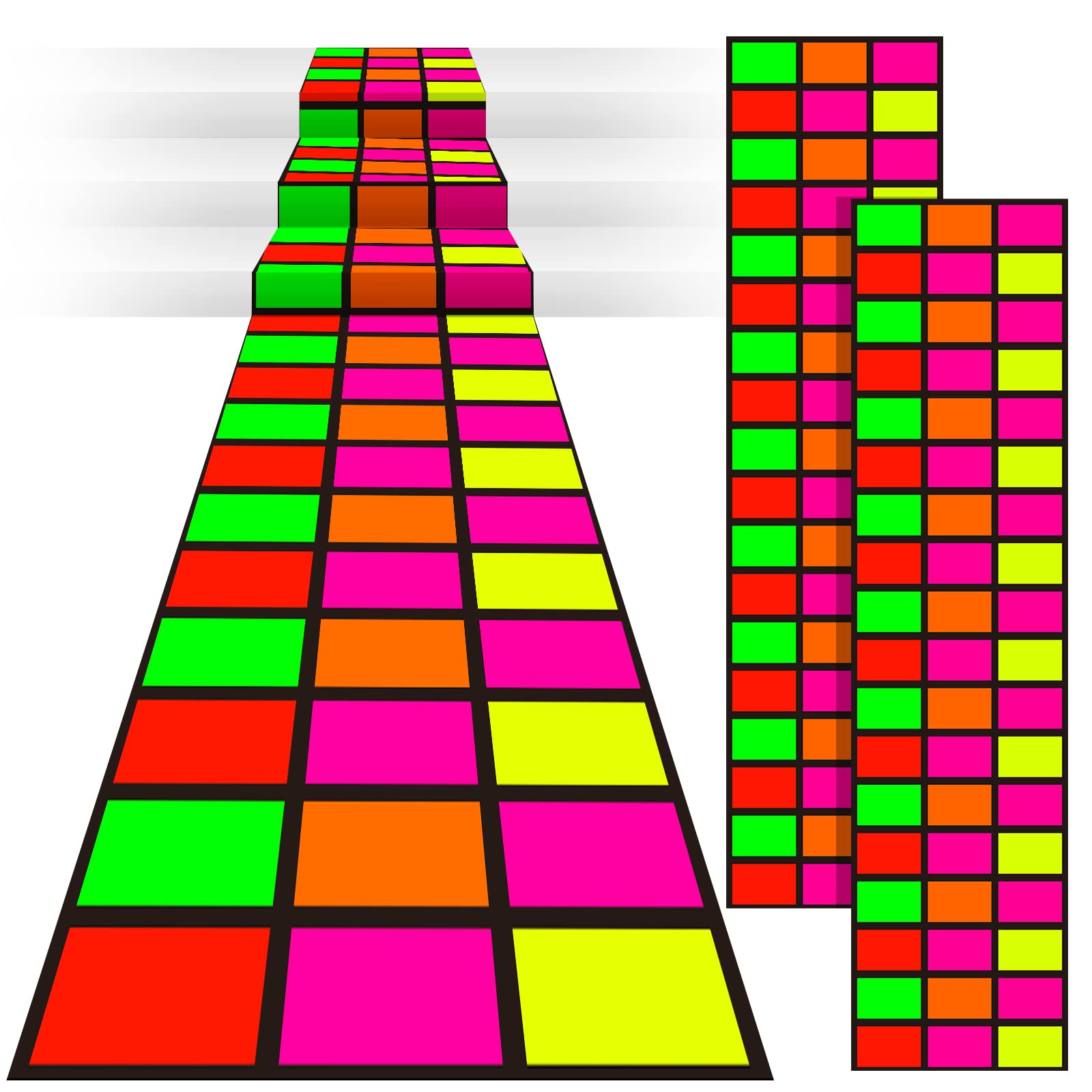 Mixweer 3 Pcs 118 x 39 Inch Disposable Neon Dance Floor 80s 90s Party Decorations DIY Plastic Dance Floor Neon Carpet Runner for