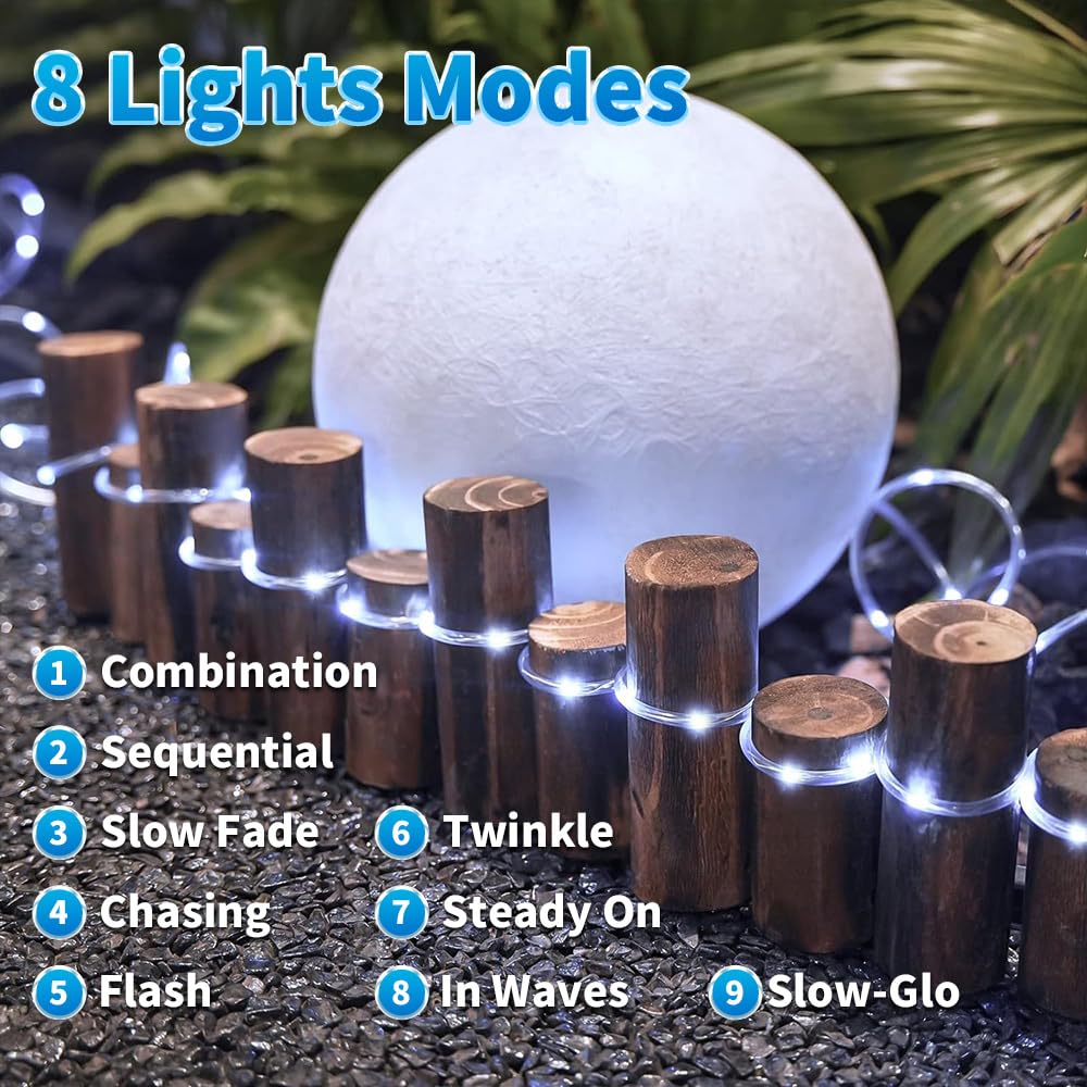 Solar Rope Lights 39Ft 100Leds,Ip65 Waterproof Outdoor String Light, Palm Tree Lights For Party Garden Yard Pathway Patio Weddin