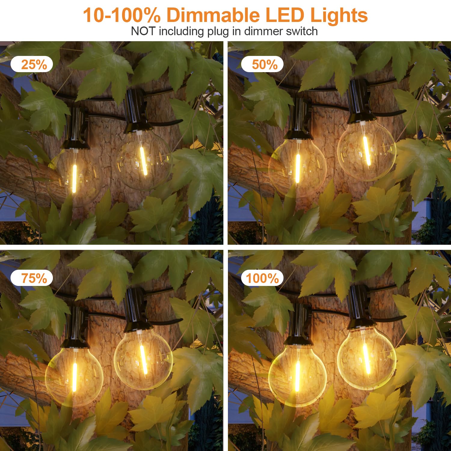 Gpatio 150Ft Outdoor String Lights, Waterproof Patio Lights With 77 Dimmable Hanging Lights Globe G40 Bulbs, 2700K Shatterproof