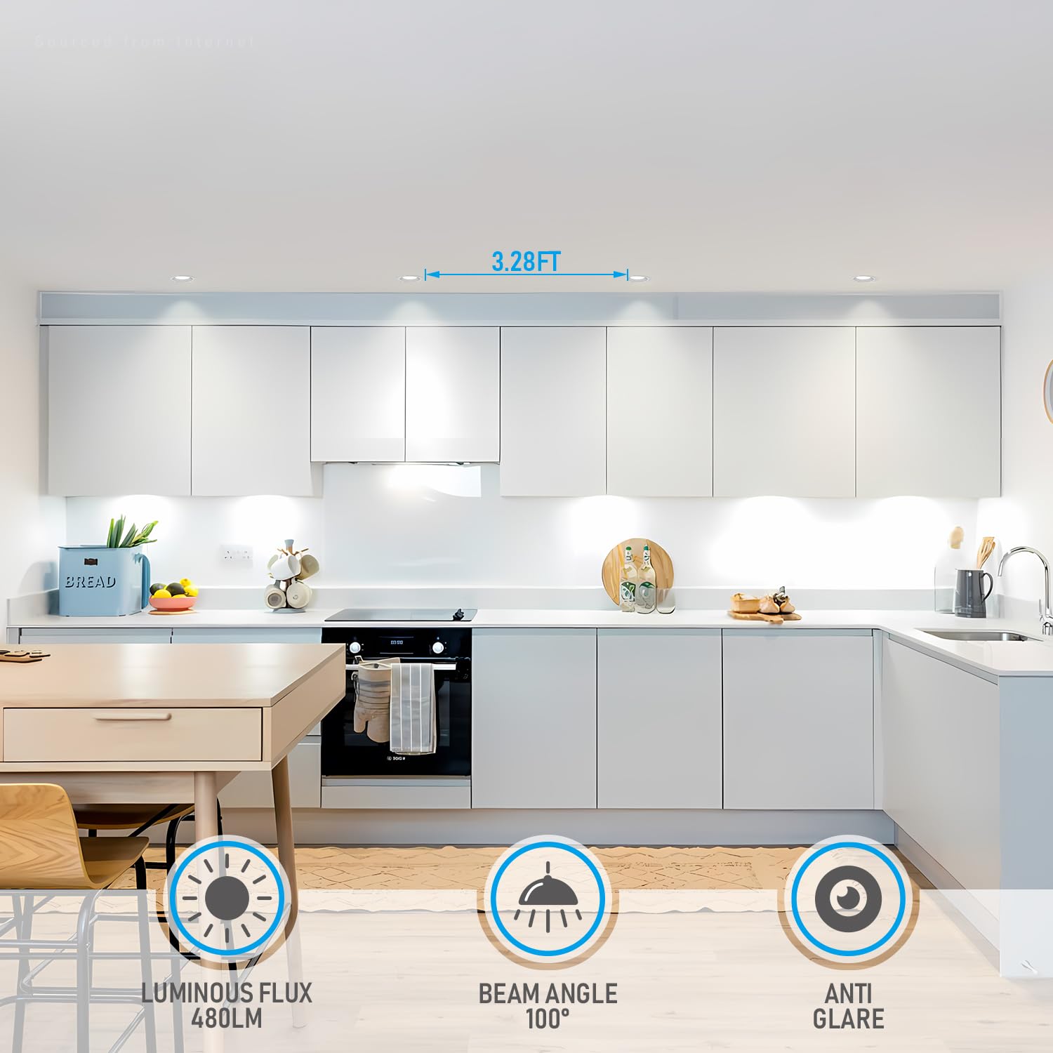 Torchstar 8-Pack 5Cct 3 Inch Slim Led Recessed Lighting With J Box, Anti-Glare Baffle Trim, Cri90 Dimmable Aluminum Ceiling Down