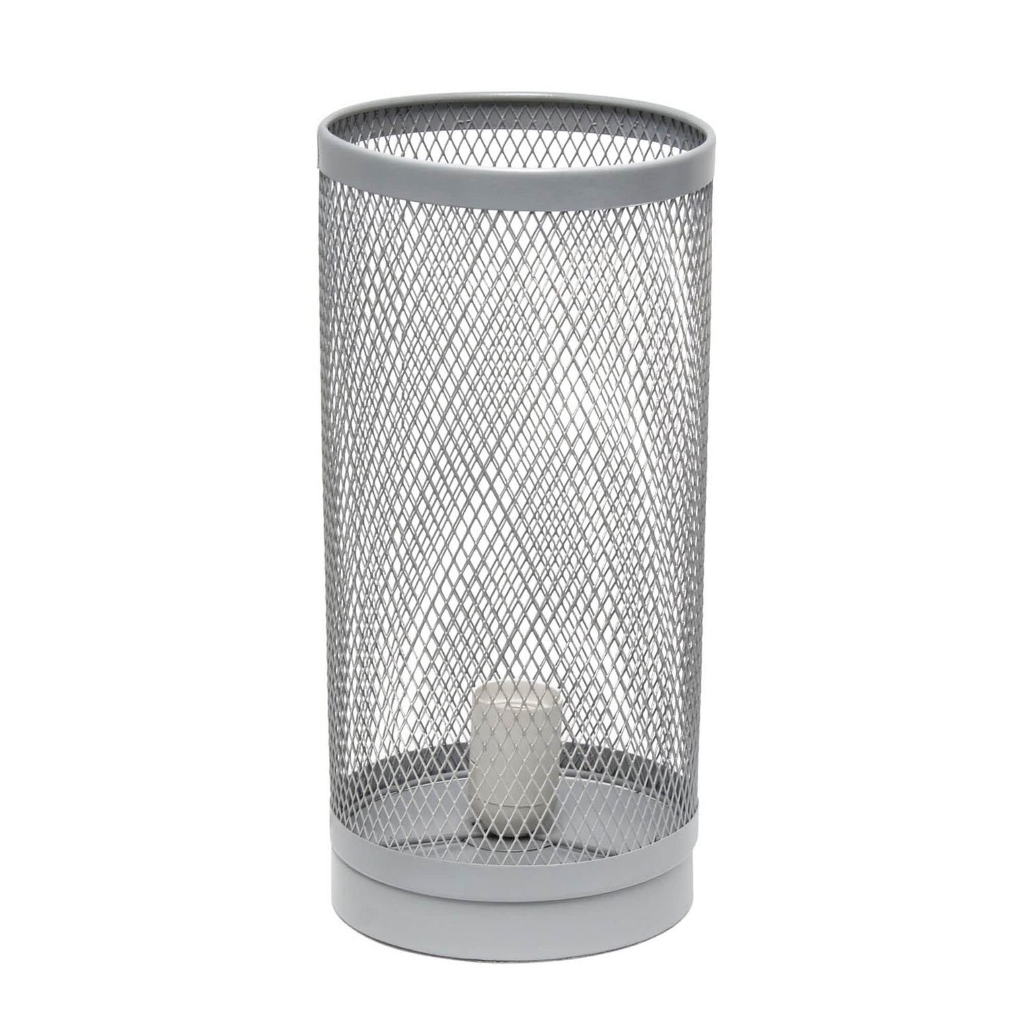 Simple Designs Lt1075-Gry Cylindrical Steel Table Lamp, Gray