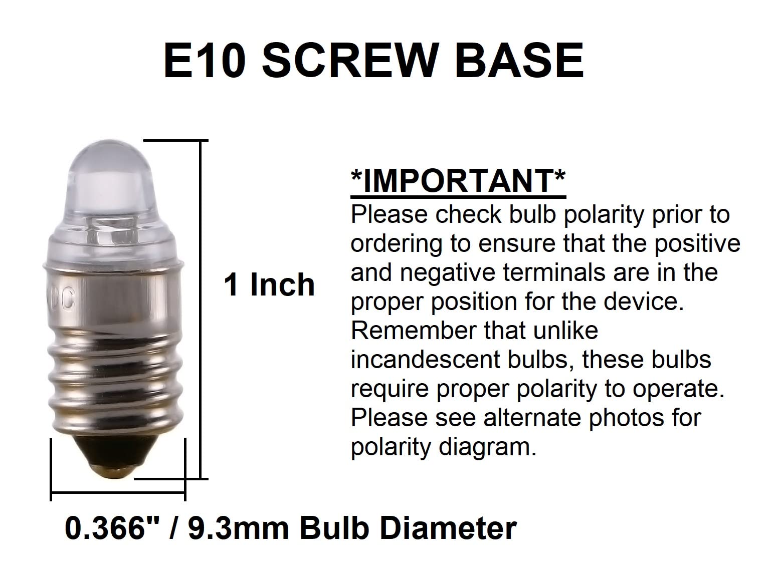 Sci-Supply Mini Led Flashlight Bulbs, 3 Volt, Cool White, E10, Pack Of 5