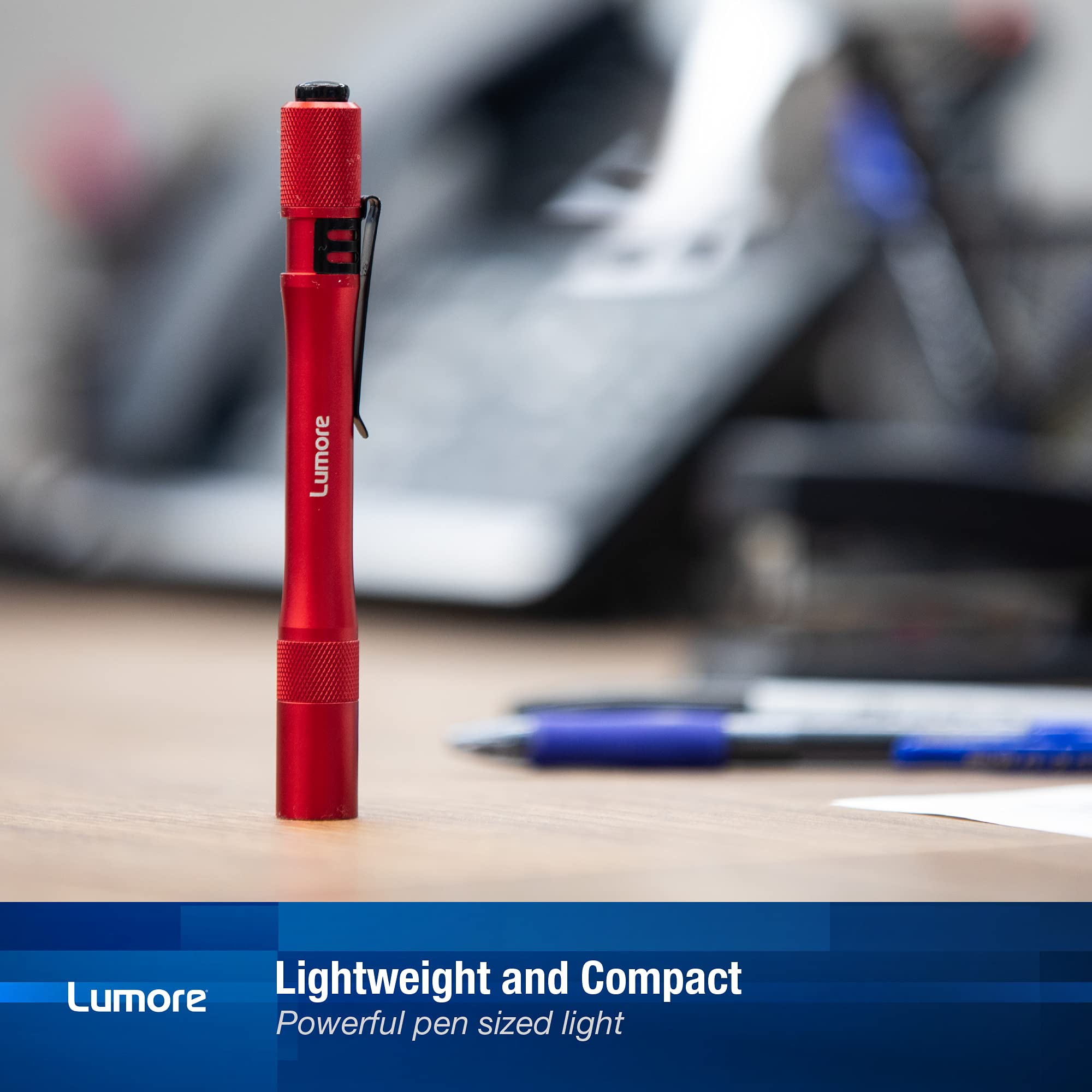 LUMORE Lumore Pen Flashlights, 100 Lumen, Anodized Aluminum, 2 Pack, Black/Red, Model 6886