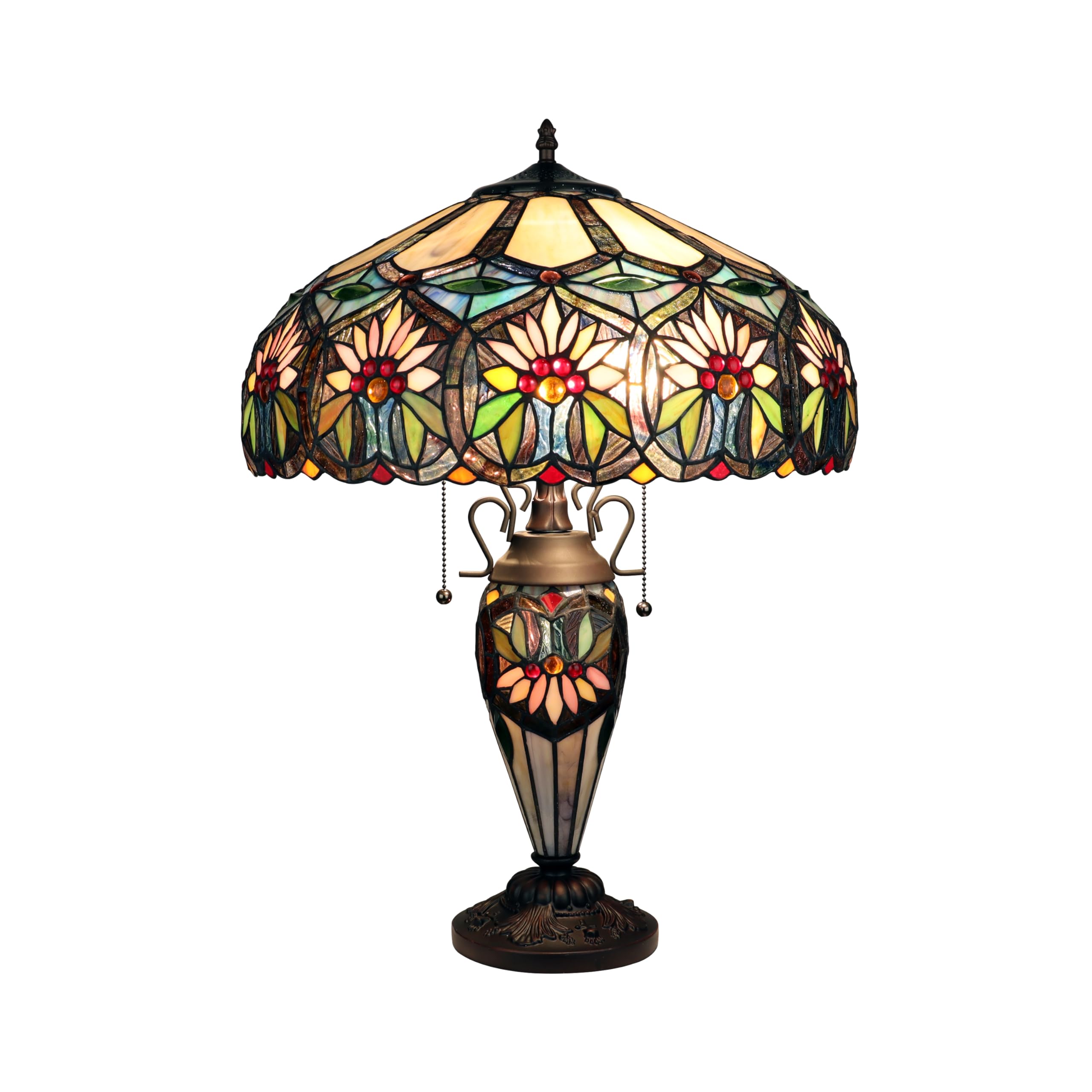 Chloe Lighting Tiffany-Style 3-Light Table Lamp Floral Design 18in Shade Multicolor Model CH3T453BF18-DT3