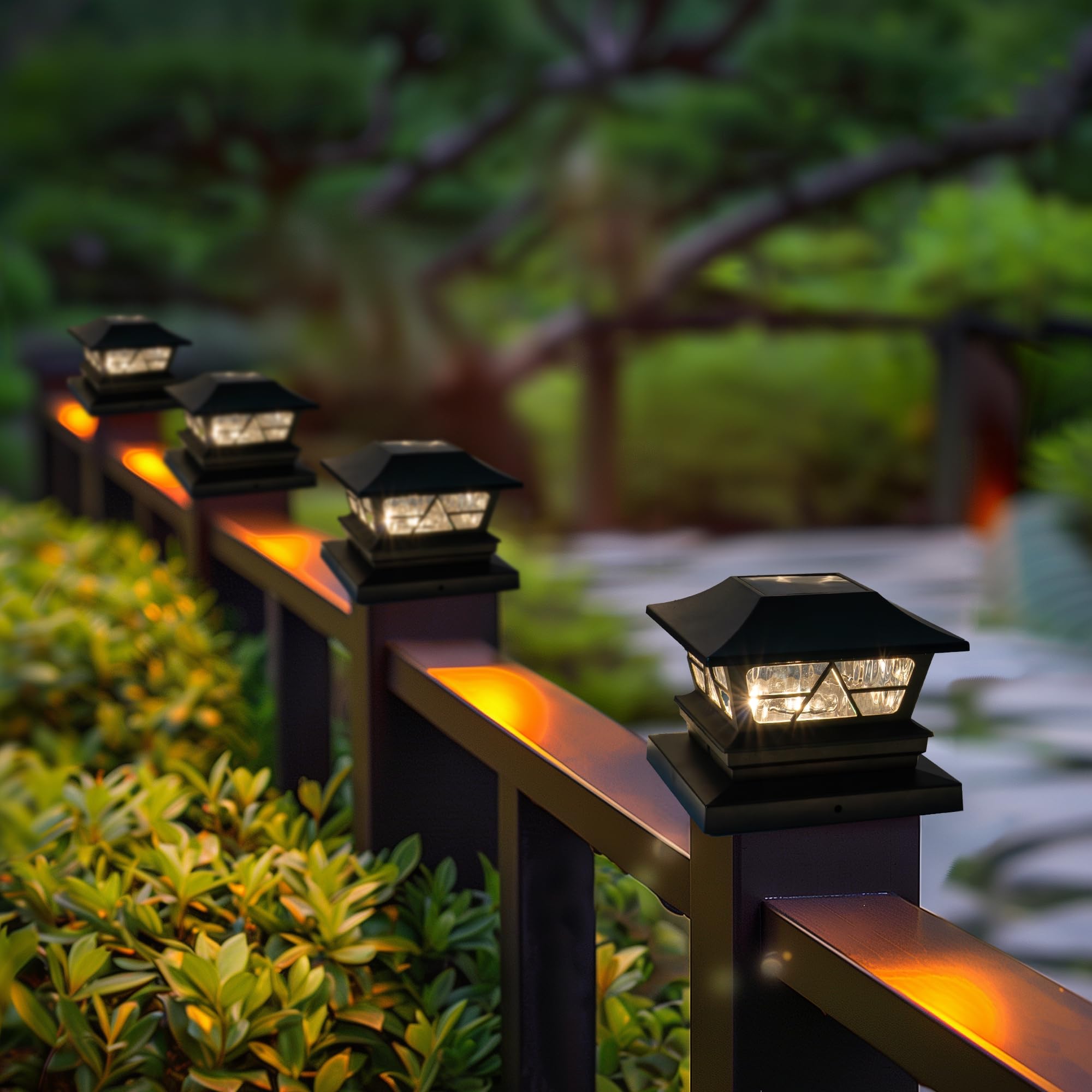 Tw Shine 8 Pack Solar Outdoor Fence Post Lights, 2 Modes Post Cap Lights Waterproof Warm White/Cool White For Yard, Garden, Porc