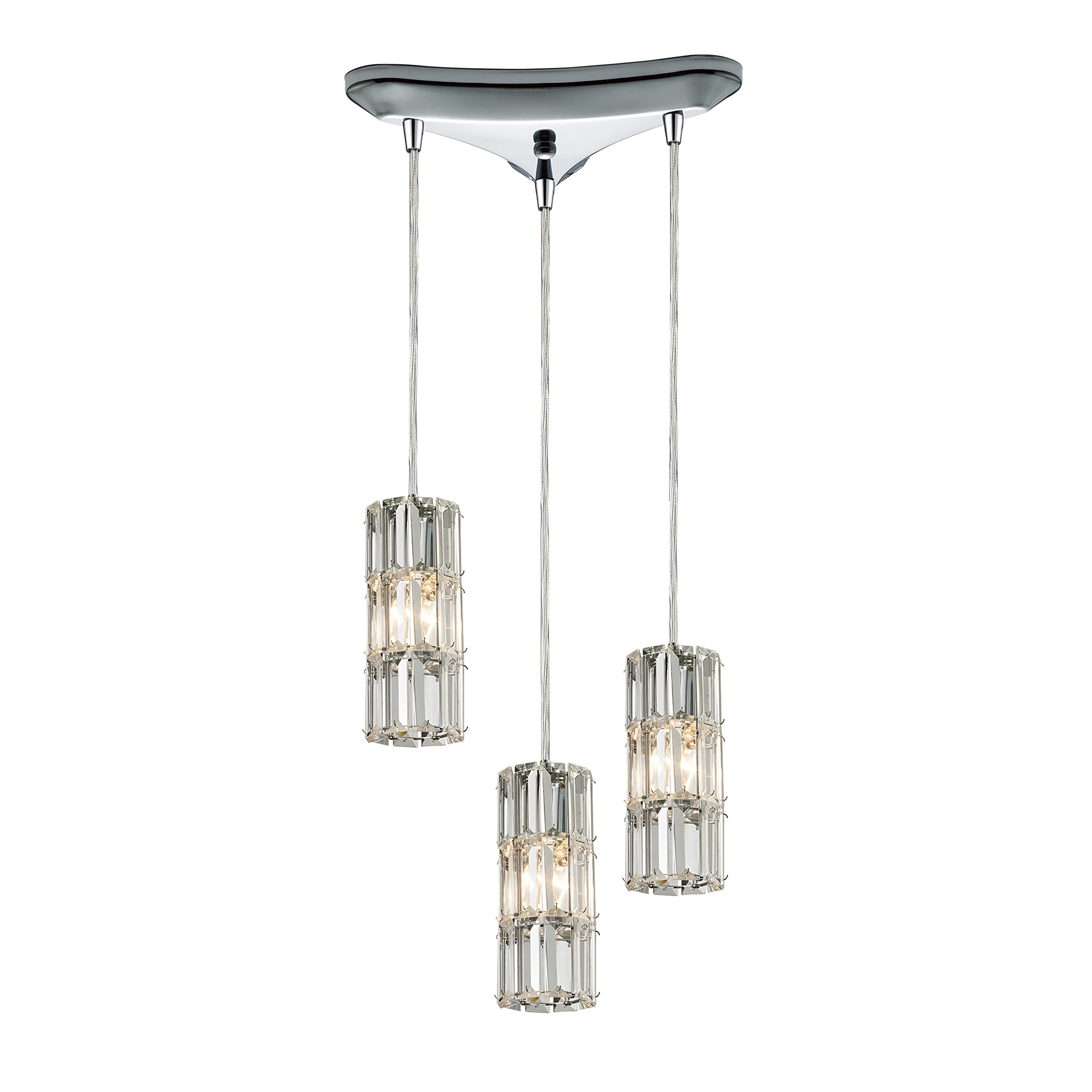 Elk Home 3-Light Cynthia Mini Pendant - Polished Chrome, Clear Crystal, Modern Style