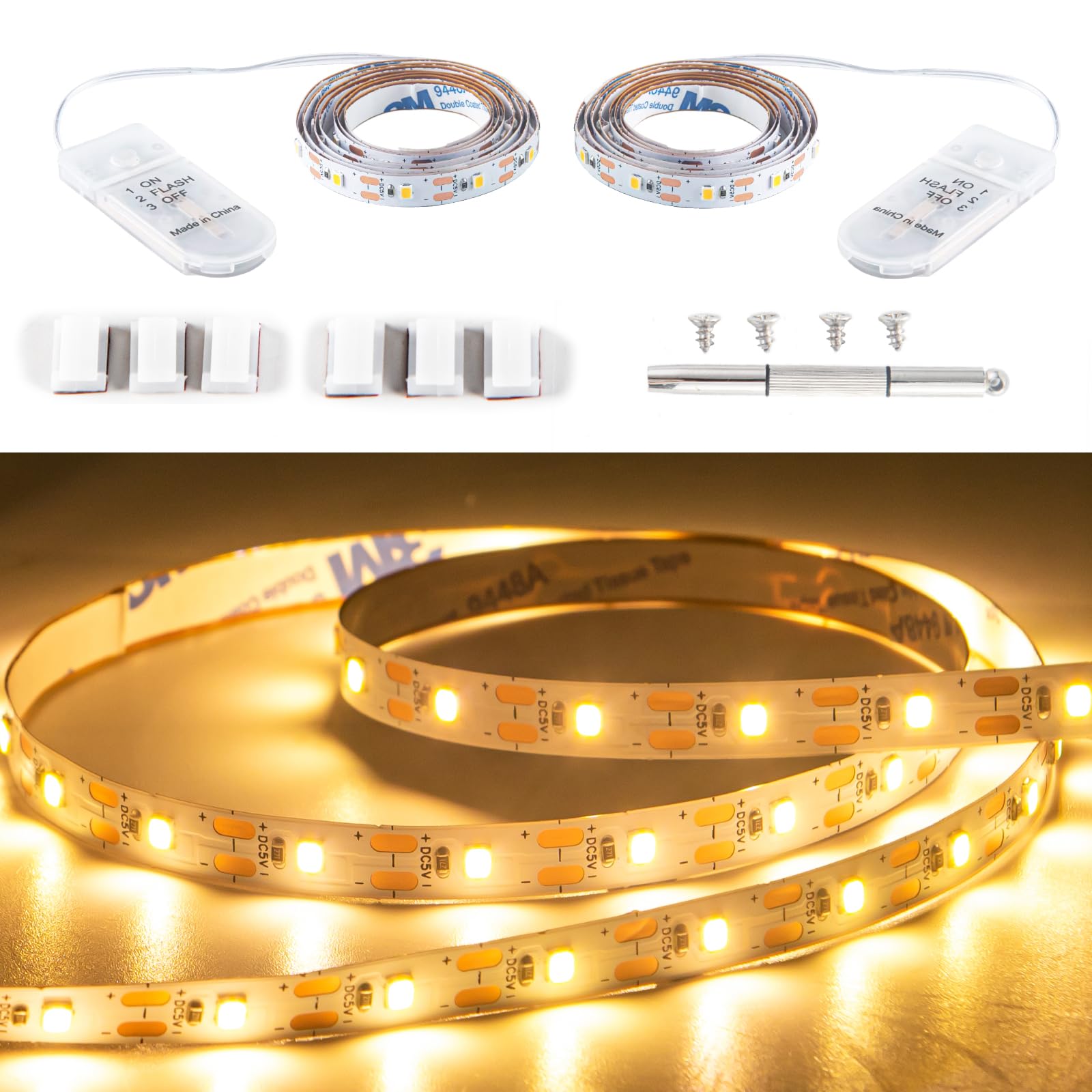 Marreal 2 Pack Battery Operated LED Light Band  1.6FT/1PCS 60 LEDs Firefly Starry Moon Lights for DIY Party Wedding Patio Christmas