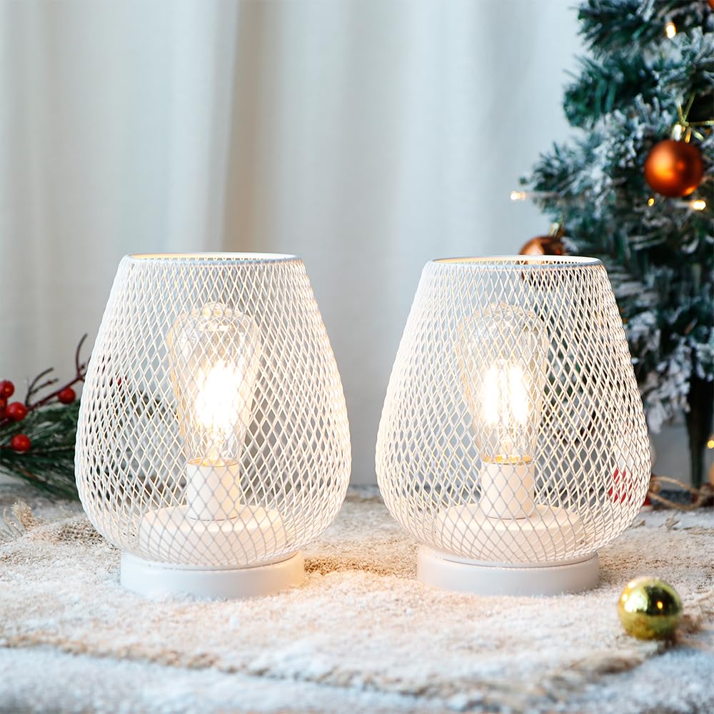 Jhy Design Set Of 2 Metal Cage Led Lanterns Battery Powered Cordless Accent Light With Led Great For Weddings Parties Patio Even