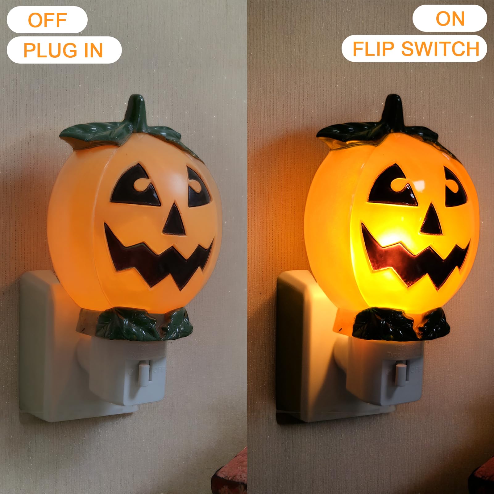 Lasumora Halloween Night Light  Led Pumpkin Jack O Lantern Night Light Plug In  Halloween Decorations Indoor For Party Kids Gift With Swivel Plug Halloween Decor