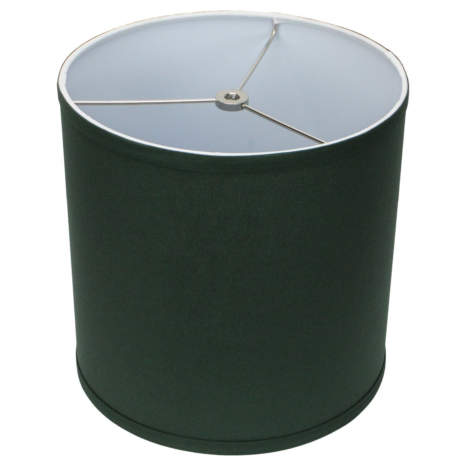 FenchelShades.com Fabric Drum Lampshade, 10in Top/Bottom Diameter, 10in Height, Linen Hunter Green, Model 10-10-10-W-L-HUN