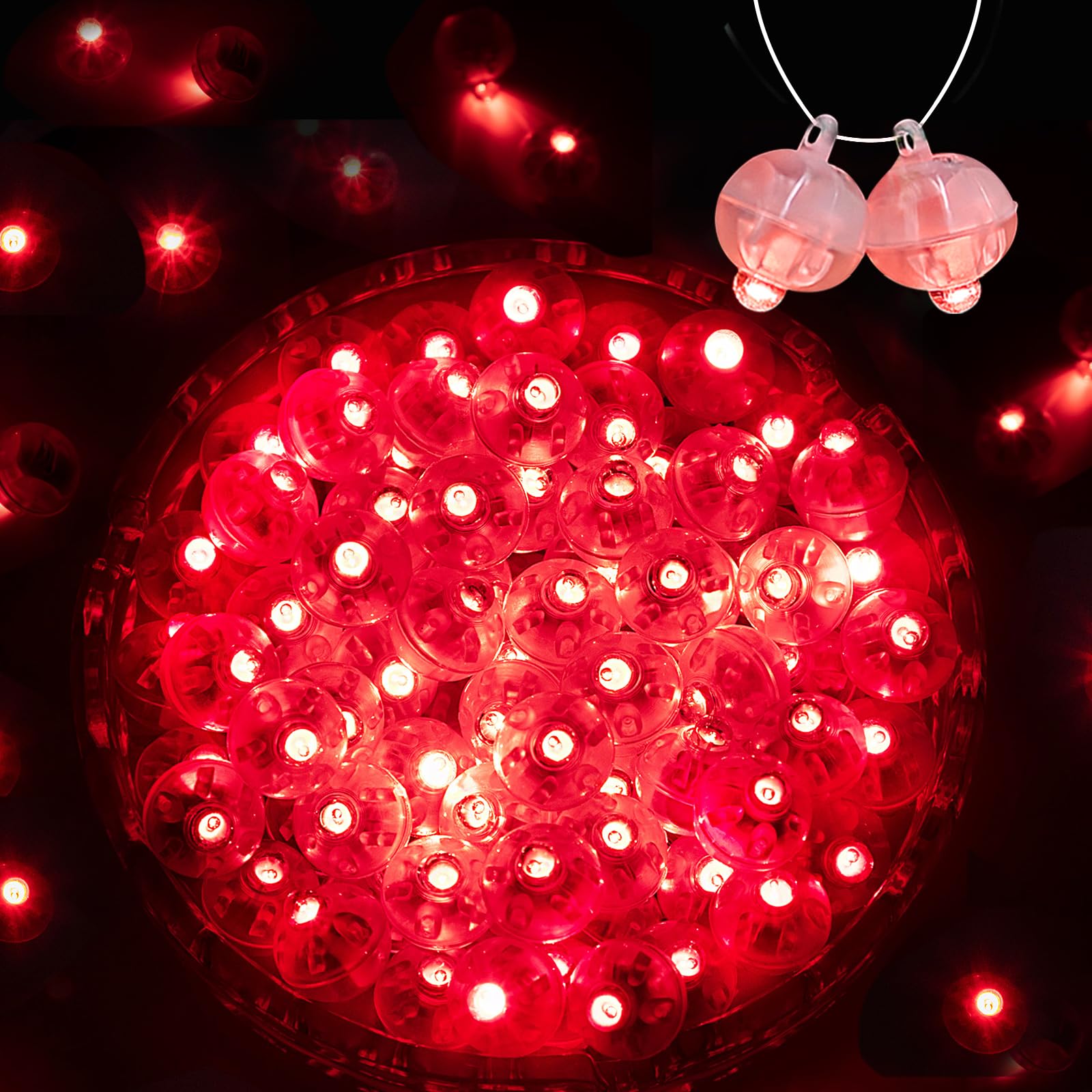 ZGWJ Balloon Lights - 200 Pcs Mini LED Lights for Lanterns & Decorations, Glow Steadily Red, Model A01-Mini, Plastic