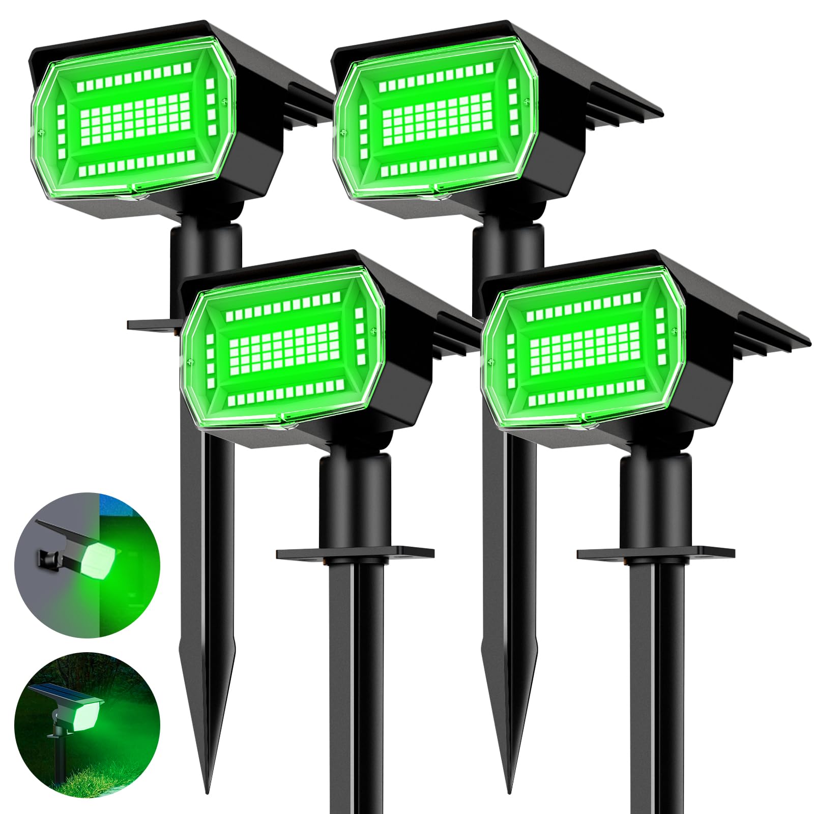 nipify 4 Pack Solar Spot Lights Outdoor  Solar Powered Waterproof Spotlight  Landscape Lighting for Outside Yard Garden Pathway Green