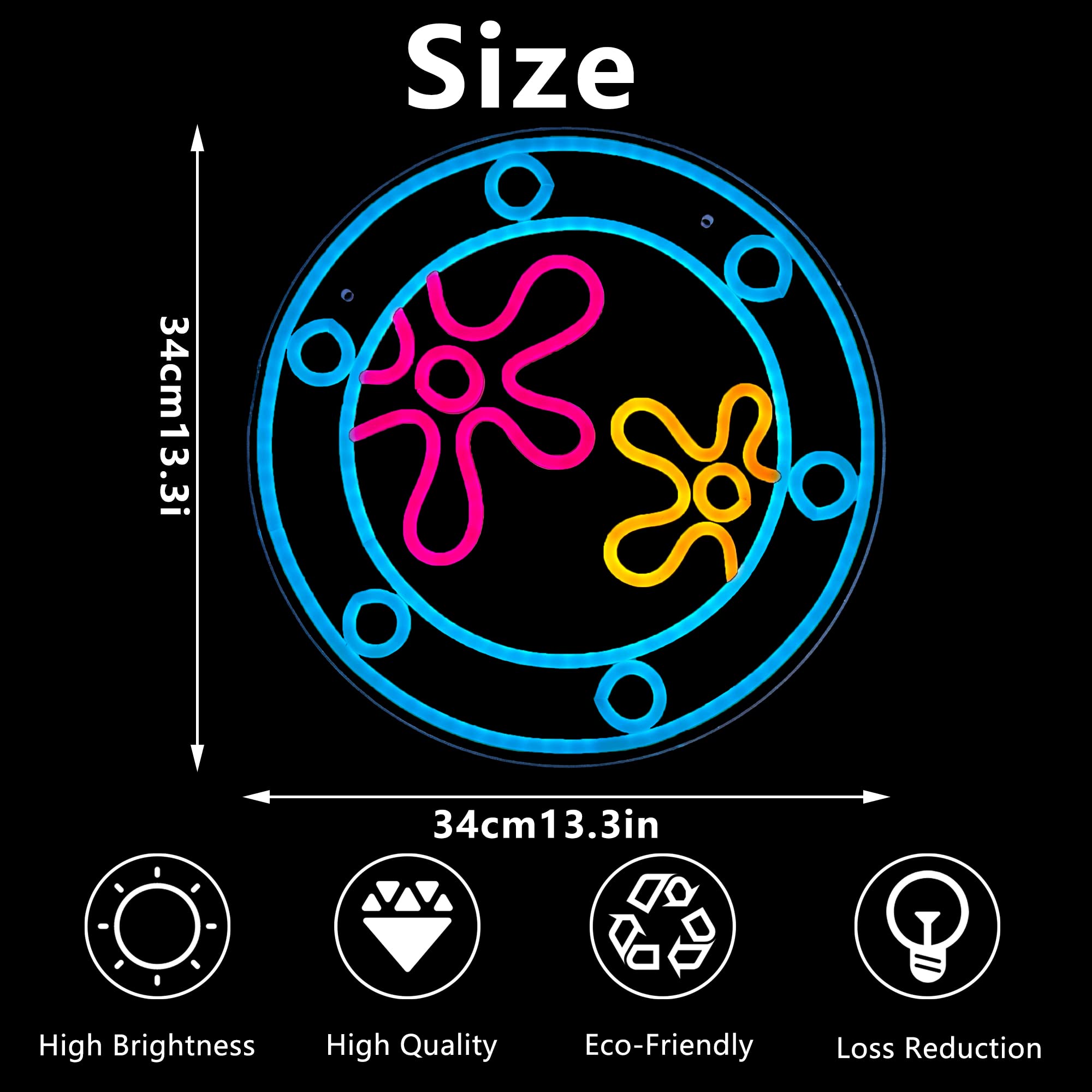 manimo LED Under Sea Porthole Neon Light for Wall Decor, 13.3x13.3in, Ocean World Porthole