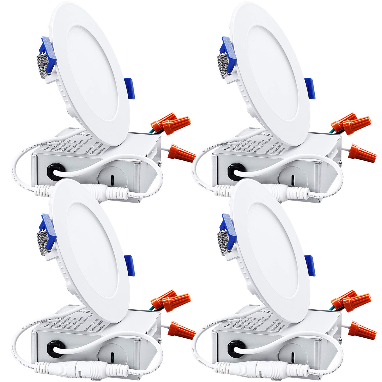 TORCHSTAR 4 Inch LED Recessed Light, 4000K Cool White, Dimmable, 10W, ETL & Energy Star Certified, Pack of 4