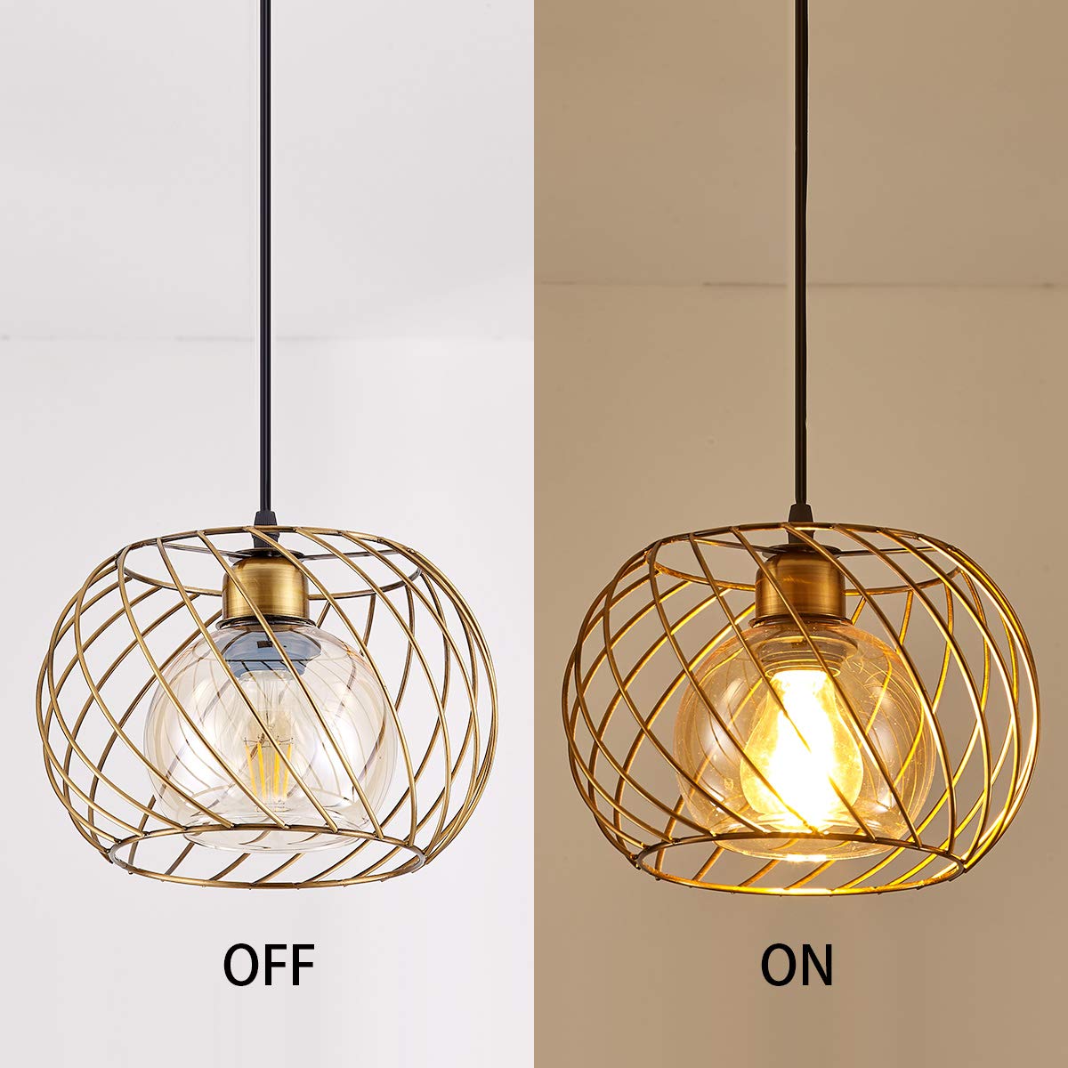 YLONG-ZS Gold Dimmable Pendant Lamp, 16ft Cord, Adjustable, Metal, Model YL17A-Gold