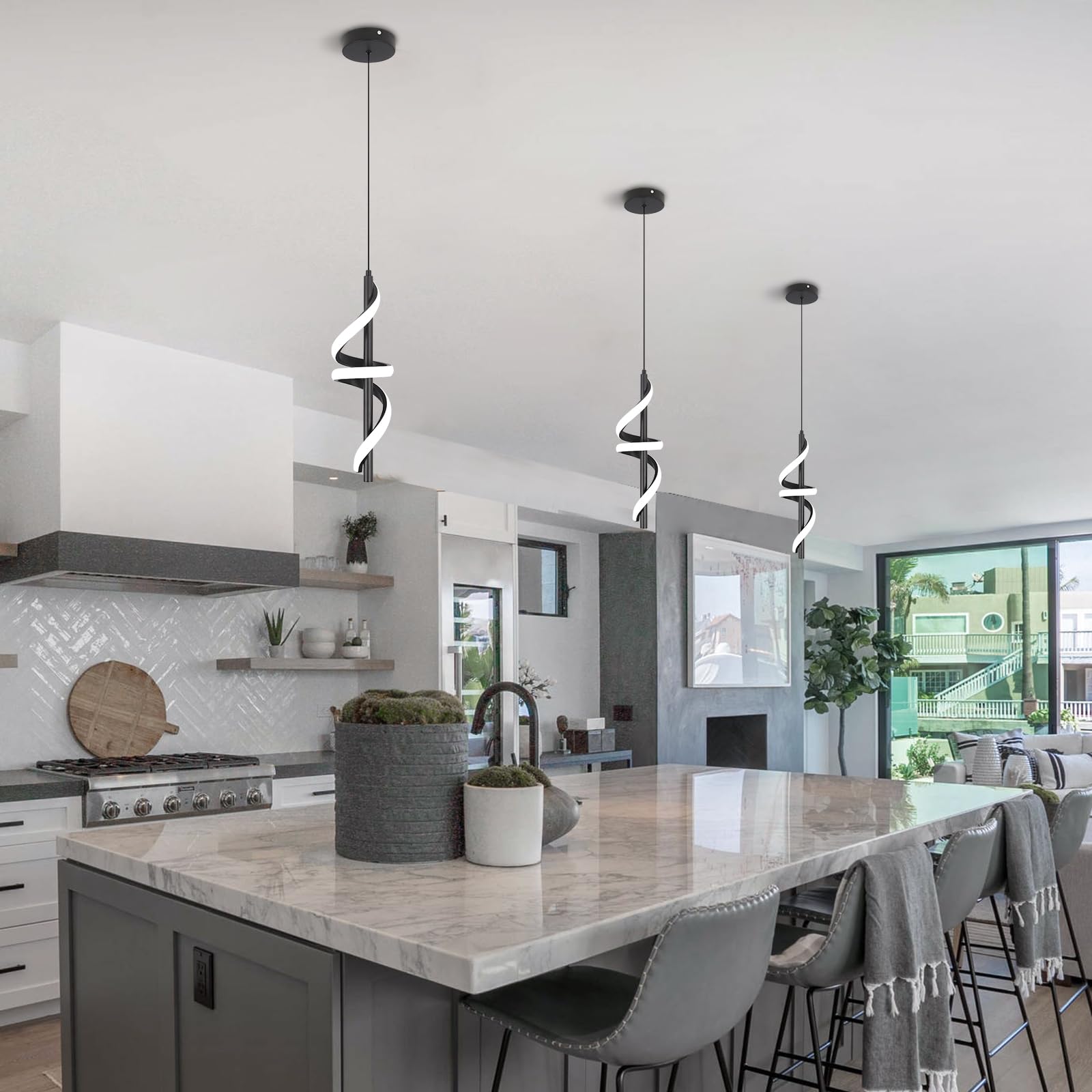 Caneoe Black Pendant Light Fixtures, Adjustable Modern Pendant Lights For Kitchen Island Small Pendant Lighting For Kitchen Isla