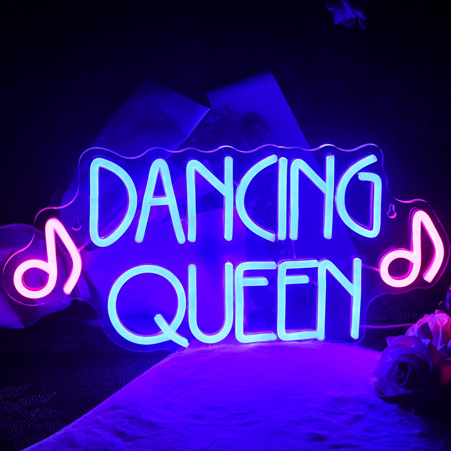 Wanxing Dancing Queen Neon Sign - USB Powered LED Wall Decor - Purple - 16.5 x 7.9 inch - Acrylic for Dance Studio & Party