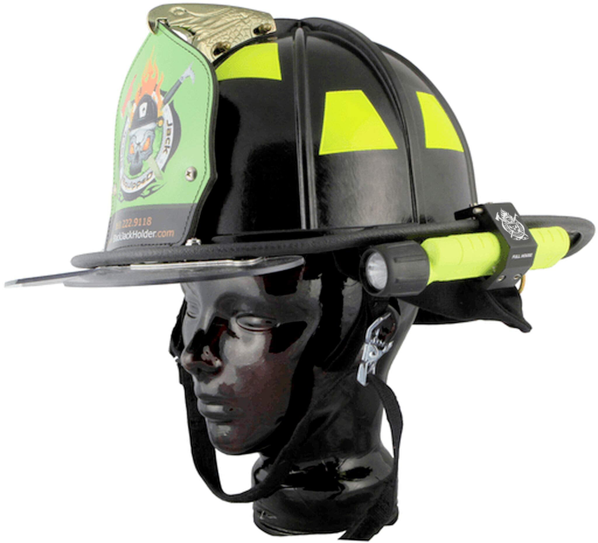 Fire Cam Blackjack Firefighter Helmet Aluminum Flashlight Holder - Durable Black Accessory