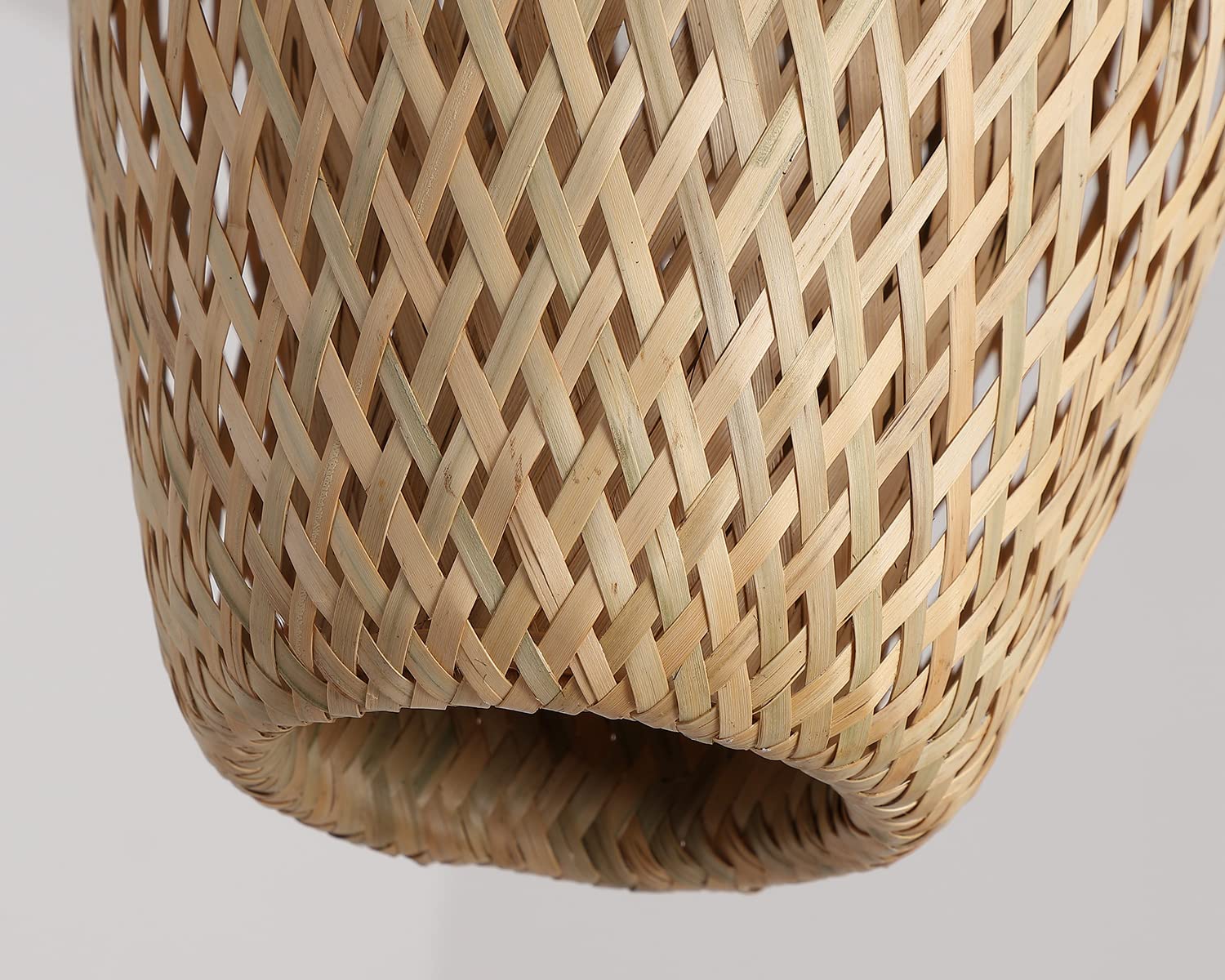 Hchunqjor Bamboo Pendant Light Fixture, One-Light Adjustable, Handmade Woven, Small Size, Natural Color, Model 3606-1