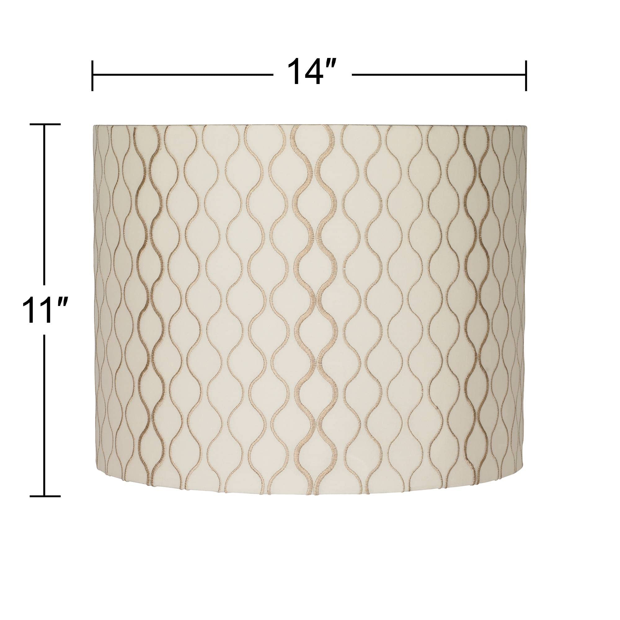 Embroidered Hourglass Medium Lamp Shade 14'' Top X 14'' Bottom X 11'' High (Spider) Replacement With Harp And Finial - Springcre