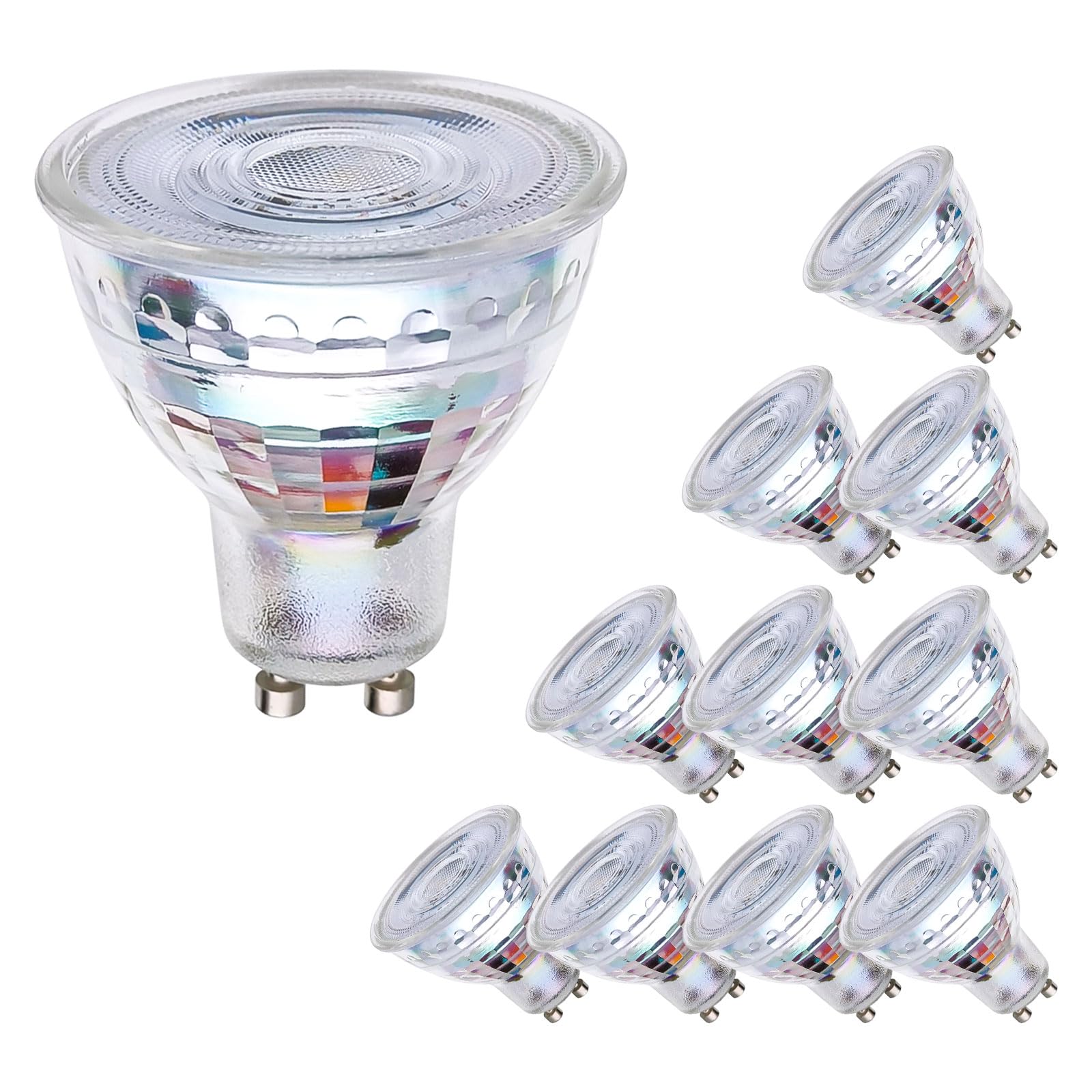 Listocasa Gu10 Led Light Bulbs,5.5W(55W Halogen Equivalent), Dimmable Spotlight Gu10 Led Bulbs, Full Glass Cover Recessed Track 