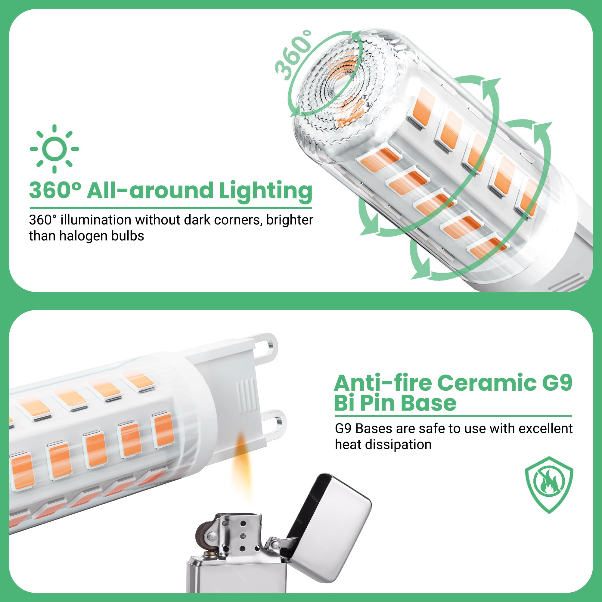 Volivo 20 Pack G9 Led Bulb 4W, 2700K Soft Warm White, 40 Watts Halogen Replacement T4 G 9 Bi Pin Base, Non-Dimmable No Flicker 1