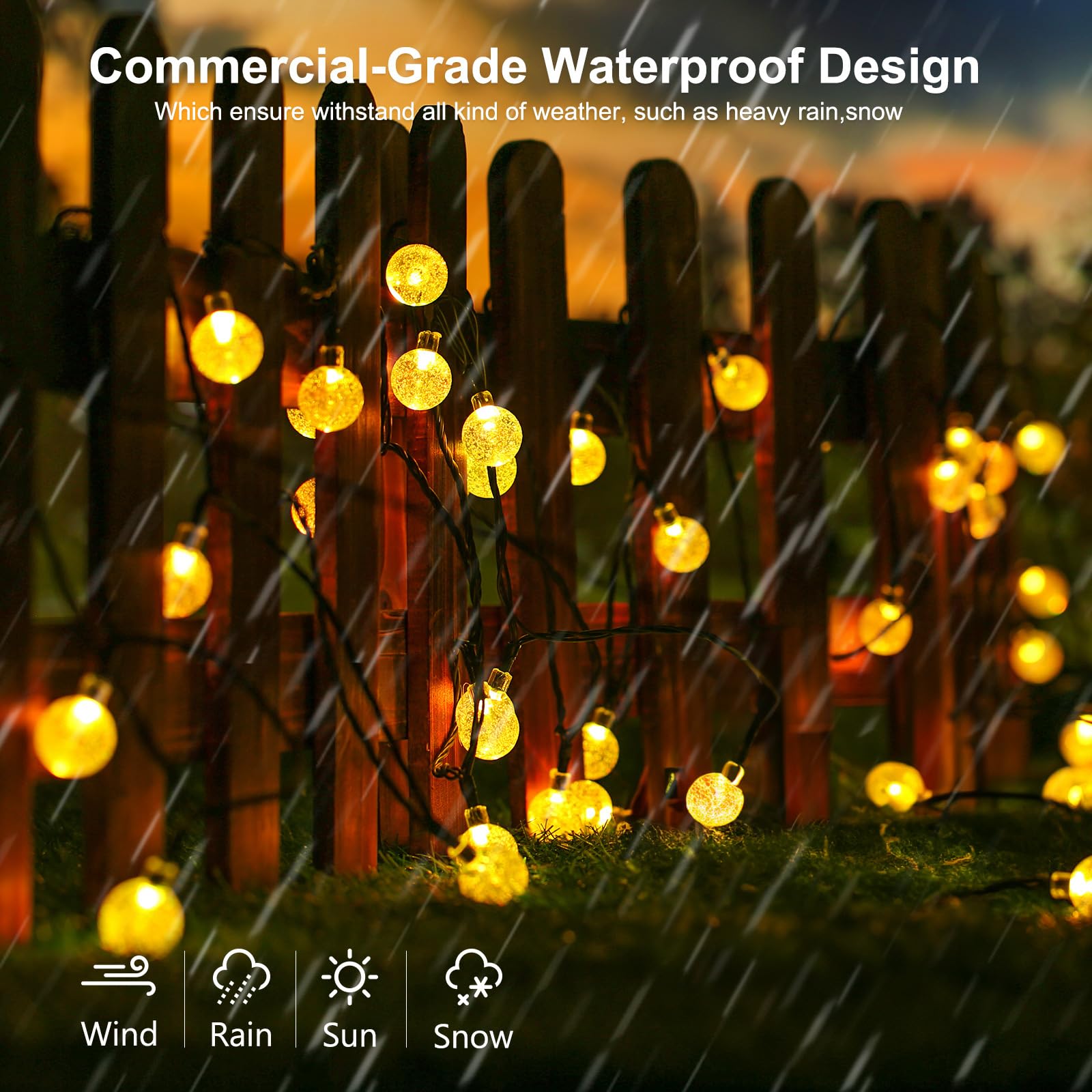 Joomer Solar String Lights Outdoor 72Ft 100Led Solar Globe String Lights 8 Lighting Modes, Waterproof Solar Powered Patio Lights