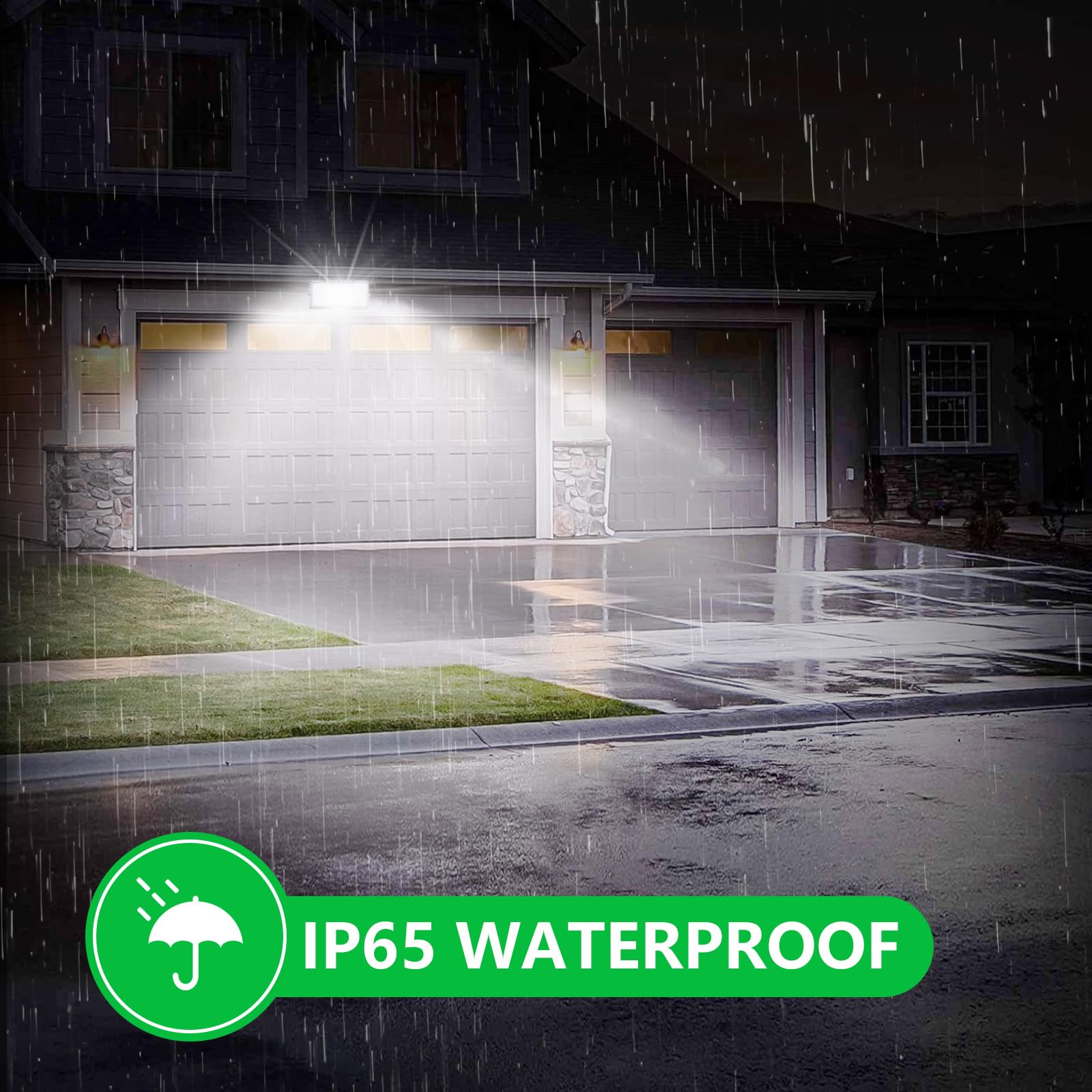 Led Flood Lights Outdoor, 100W 10000Lm Outside Work Light With Plug, Outdoor Security Light 6500K Daylight White, Ip66 Waterproo