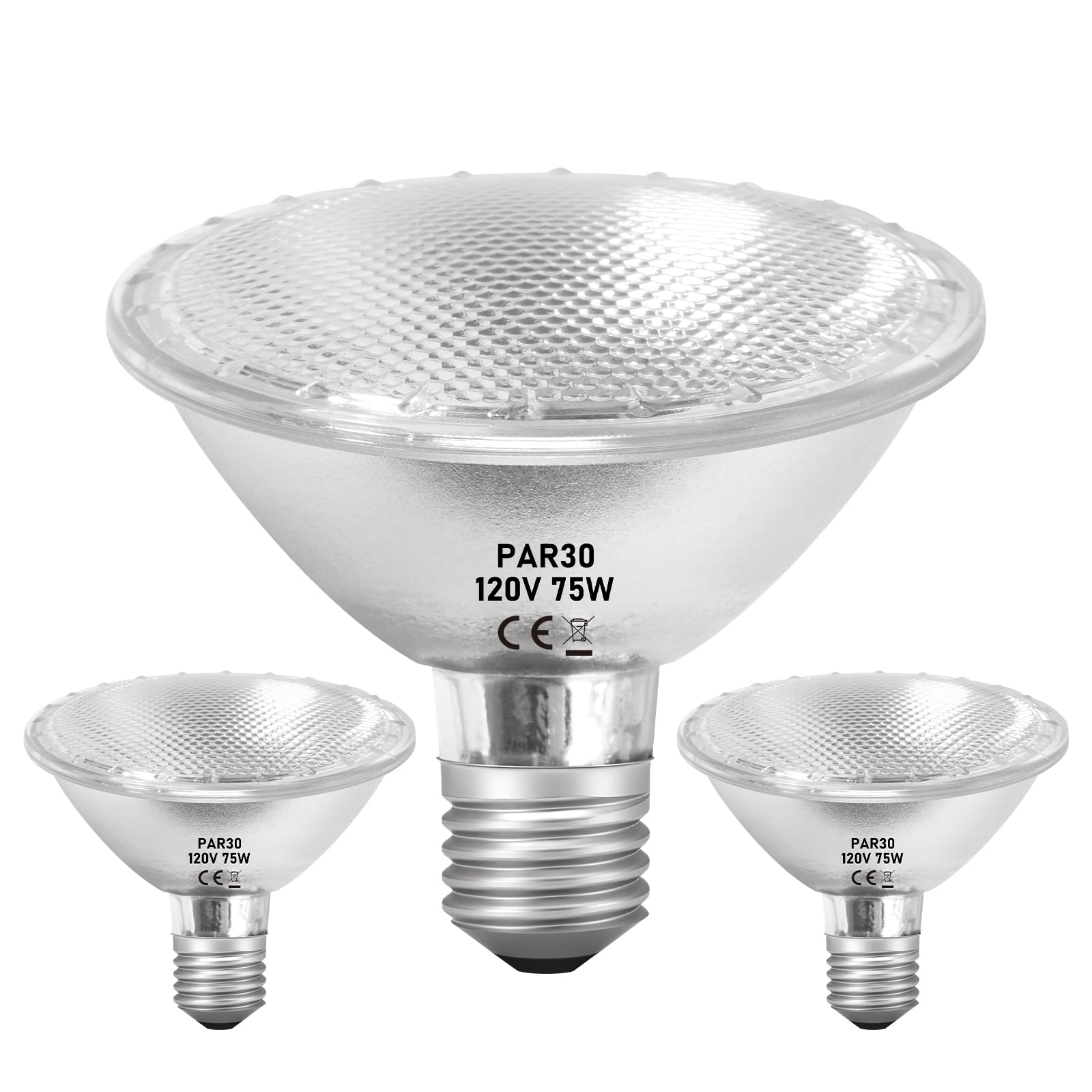 Jaenmsa Par30 Short Neck Halogen Flood Bulbs 75W 120V, Par30 Halogen Indoor Floodlight Bulbs Outdoor E26 Dimmable 2700K Bulb 2 P