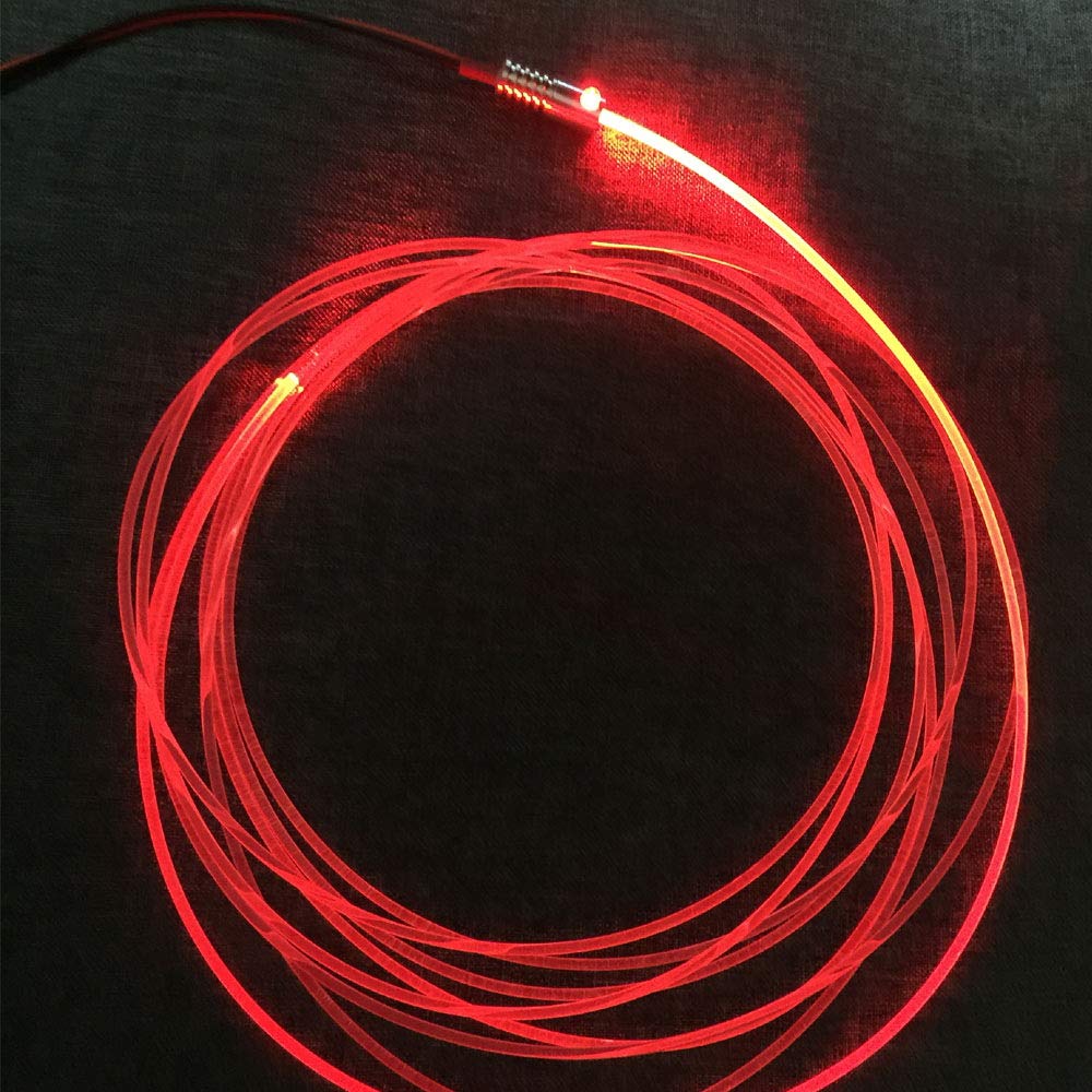 3Mm 5Meters/16Ft Pmma Optic Fiber Cable Side Glow With 12V 1.5W Led Aluminum Illuminator Light Source For Home Car Diy (Red)