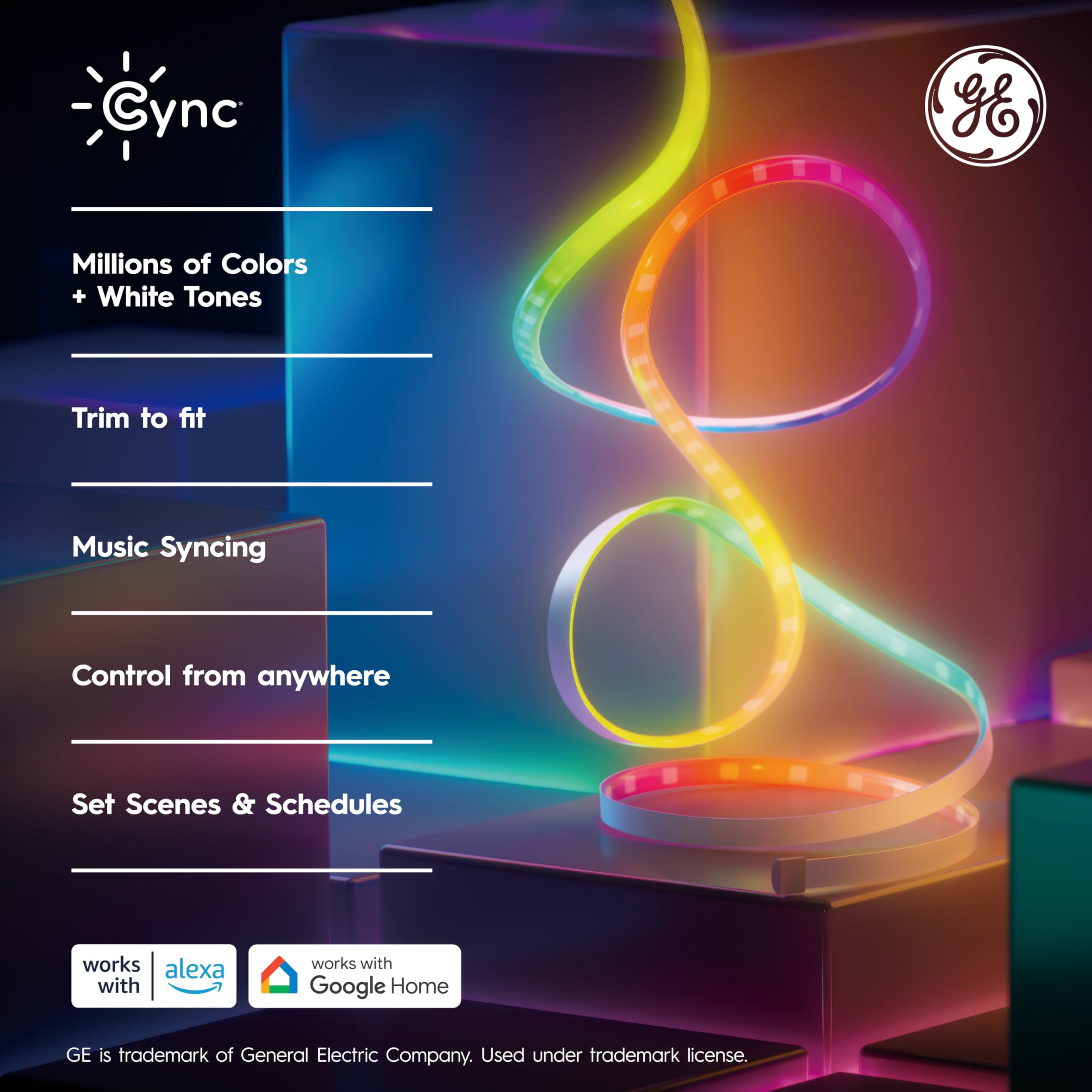 Cync Smart Light Strip, 32ft Color Changing WiFi Lights, Music Sync, Full Color, Model CLEDSTR12CDIDB, Indoor Use