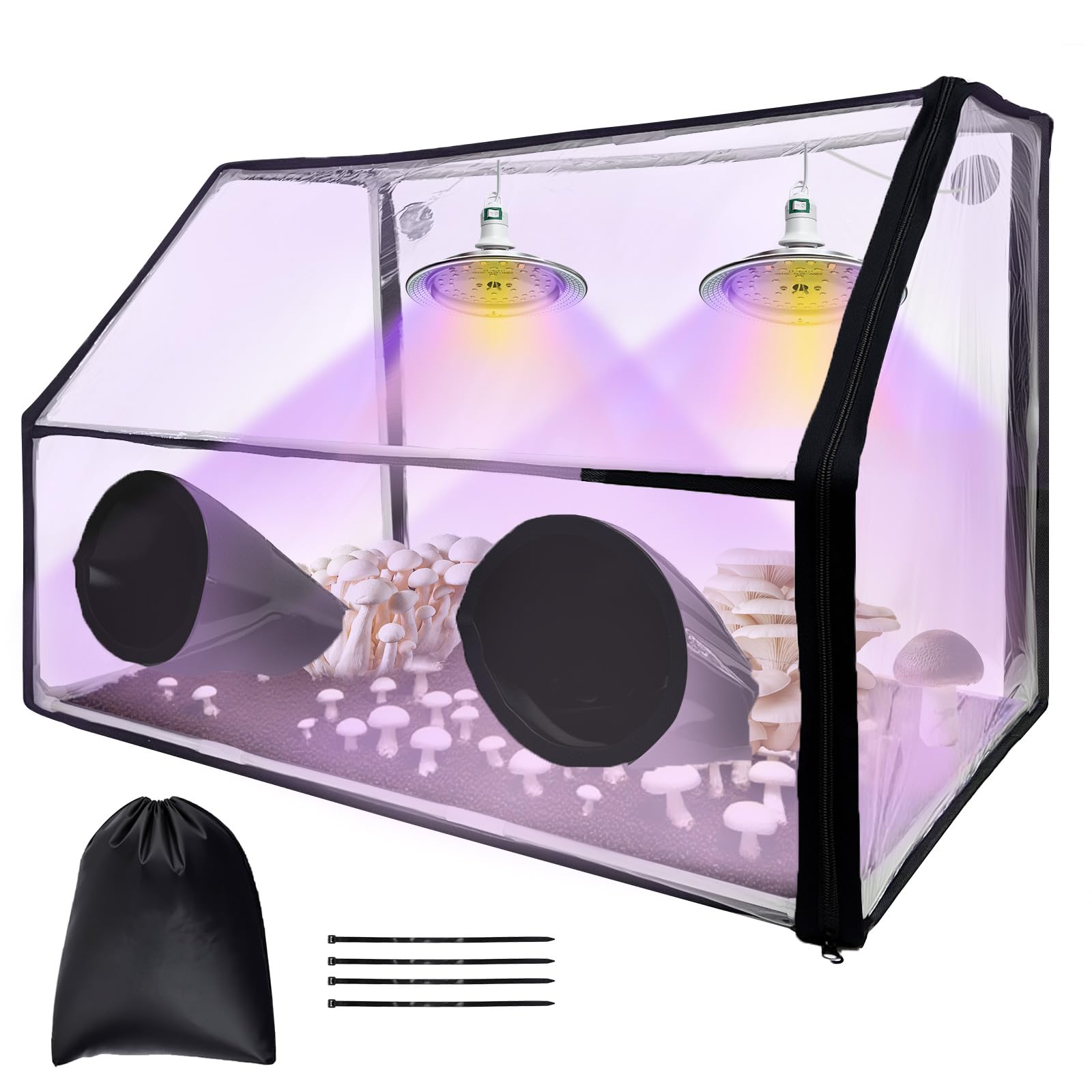 Ehaijia Large Still Air Box, Mycology Fume Hood, 30?20?20 Inch, Aluminum, Transparent, Model ZAD001, 360? Illumination, Indoor Grow