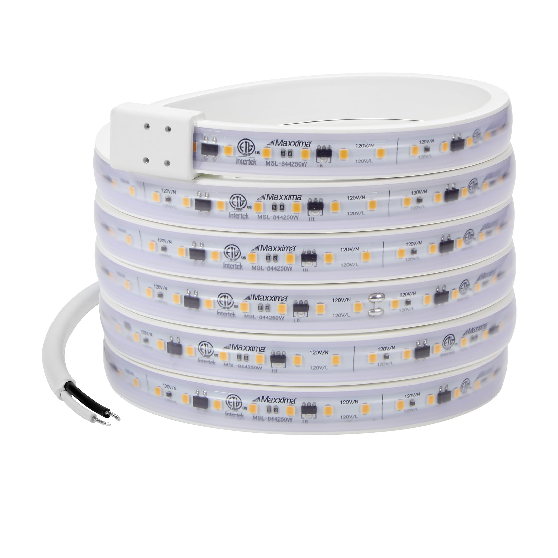 Maxxima 84 In. Hardwired Led Under Cabinet Strip Light, 3220 Lumens, 3000K Warm White, Kitchen And Living Room 120V White Cove L