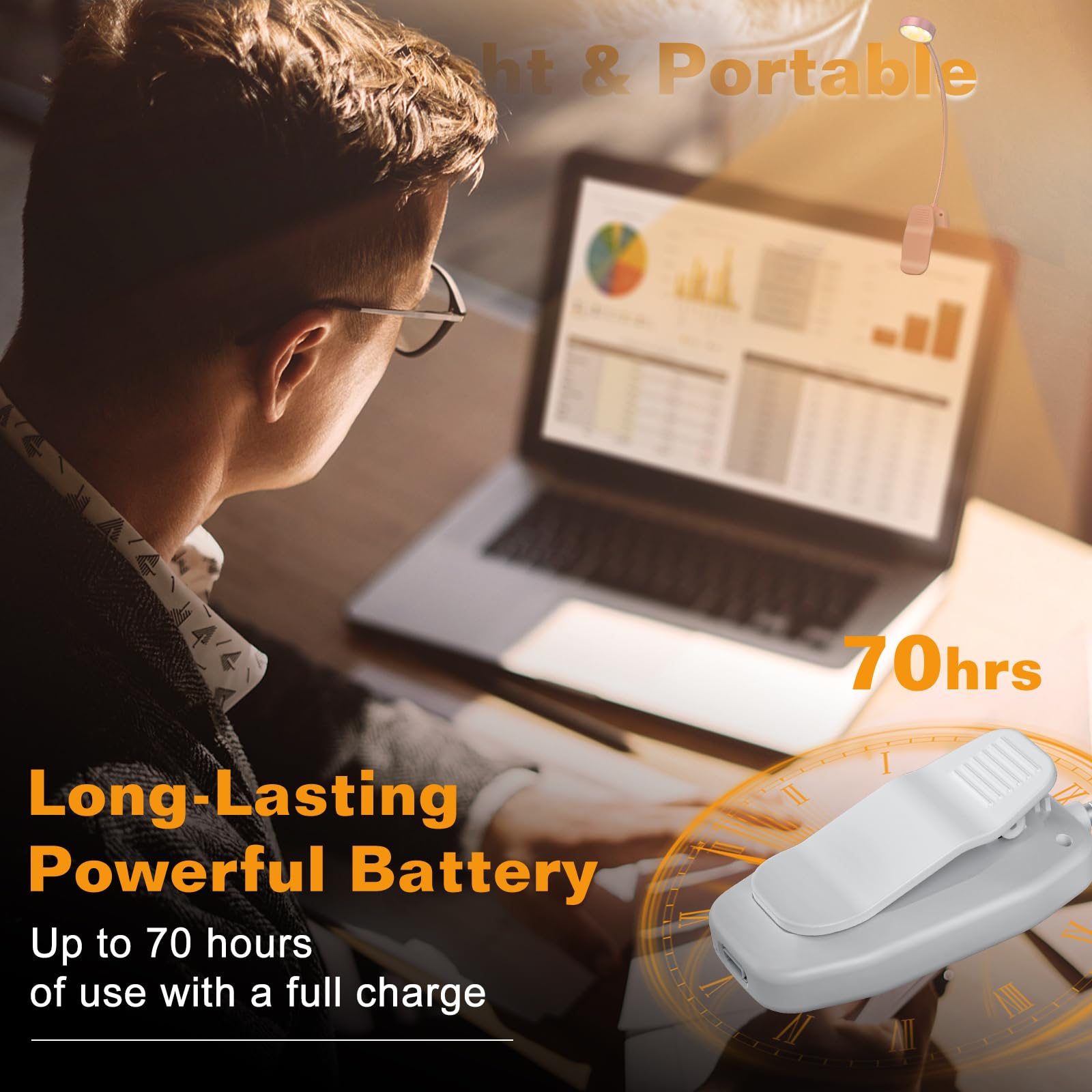 Ktebo 2 Packs Rechargeable Book Reading Light - Adjustable Brightness, 3 Color Temperatures, 30+ Hours Runtime - Eye Care 10 Led