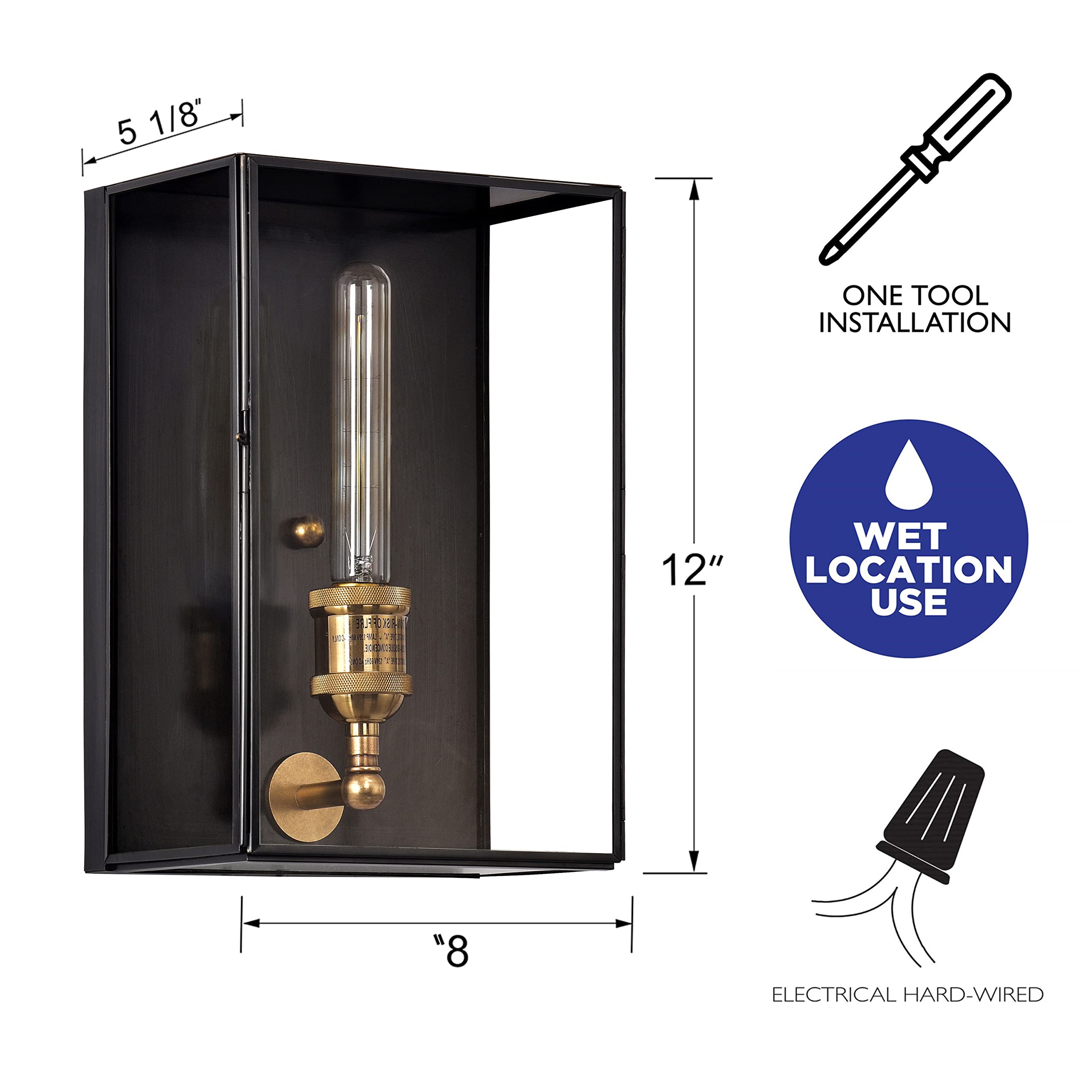 C Cattleya Outdoor Wall Lantern, 2-Light Brass Sconce, Dark Bronze, Extra Large For Porch & Patio