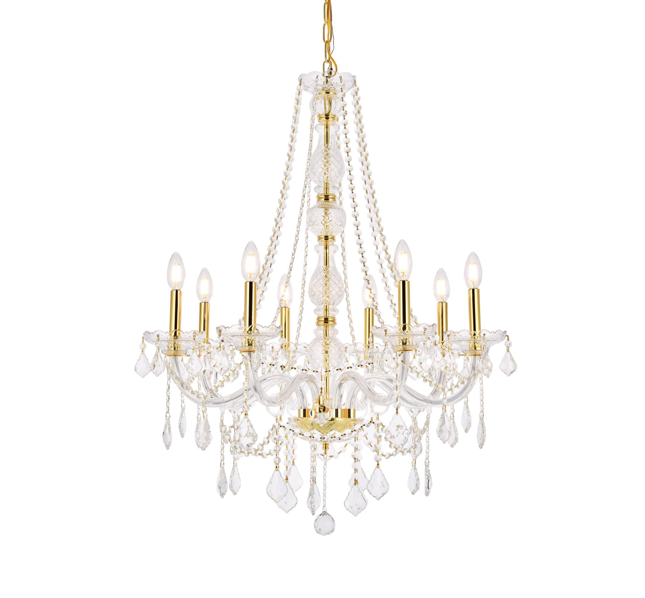 Elegant Furniture Verona 8 Light Gold Chandelier Clear Royal Cut Crystal