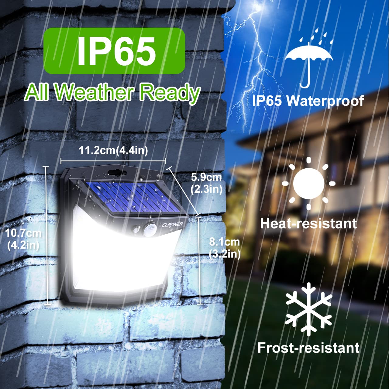 Claoner Solar Lights Outdoor, [128 Led/4 Packs] Motion Sensor Lights 3 Working Modes For Outdoor With 270 Wide Angle Wireless Ip