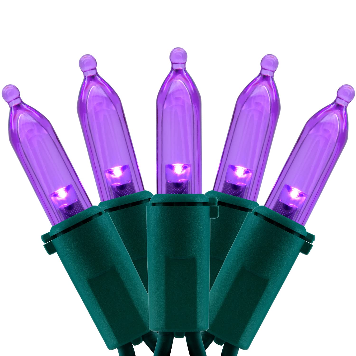 YULETIME 200 Count Purple LED Christmas Lights, 66ft Green Wire, UL Certified, Model BMD-L-200E/4F