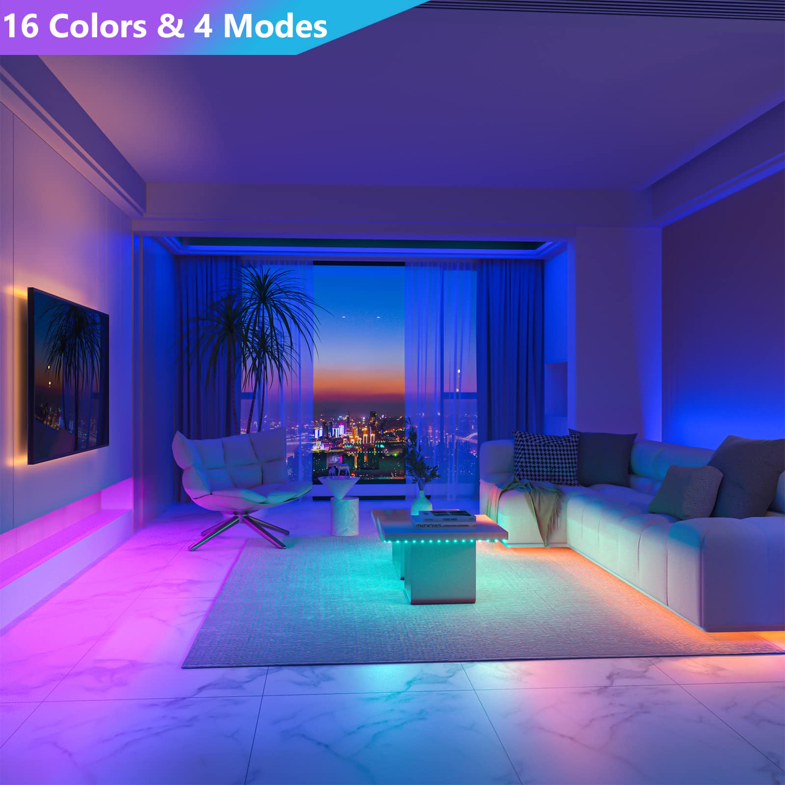 WOBANE LED Strip Lights, 2PCS Dimmable RGB Rope Lights, Battery Operated, Multicolor, 6.56ft Each, Model CL13-RGB