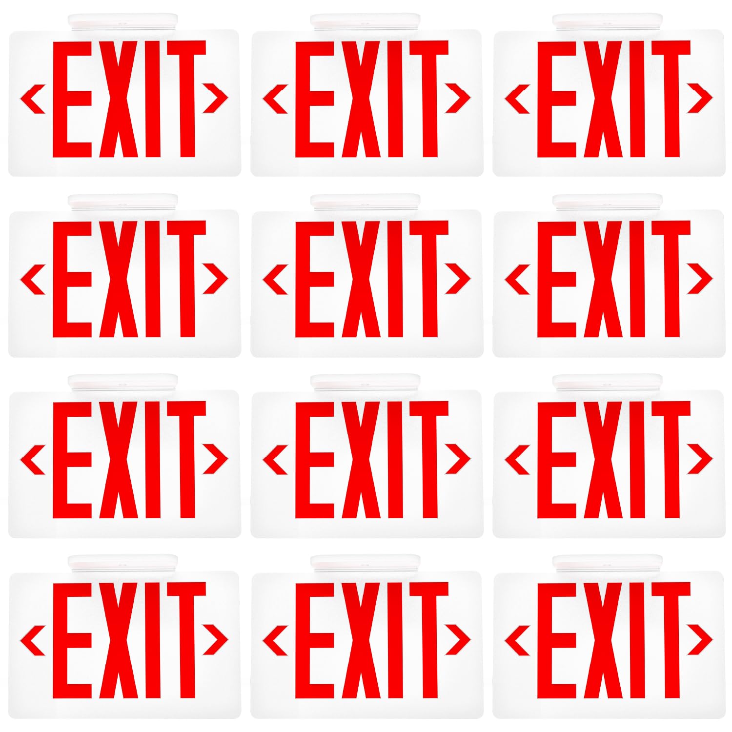 Sunco 12 Pack LED Exit Sign with Emergency Light, Commercial Grade Double Sided Fire Exit Lights, Backup Battery, Illuminated Em