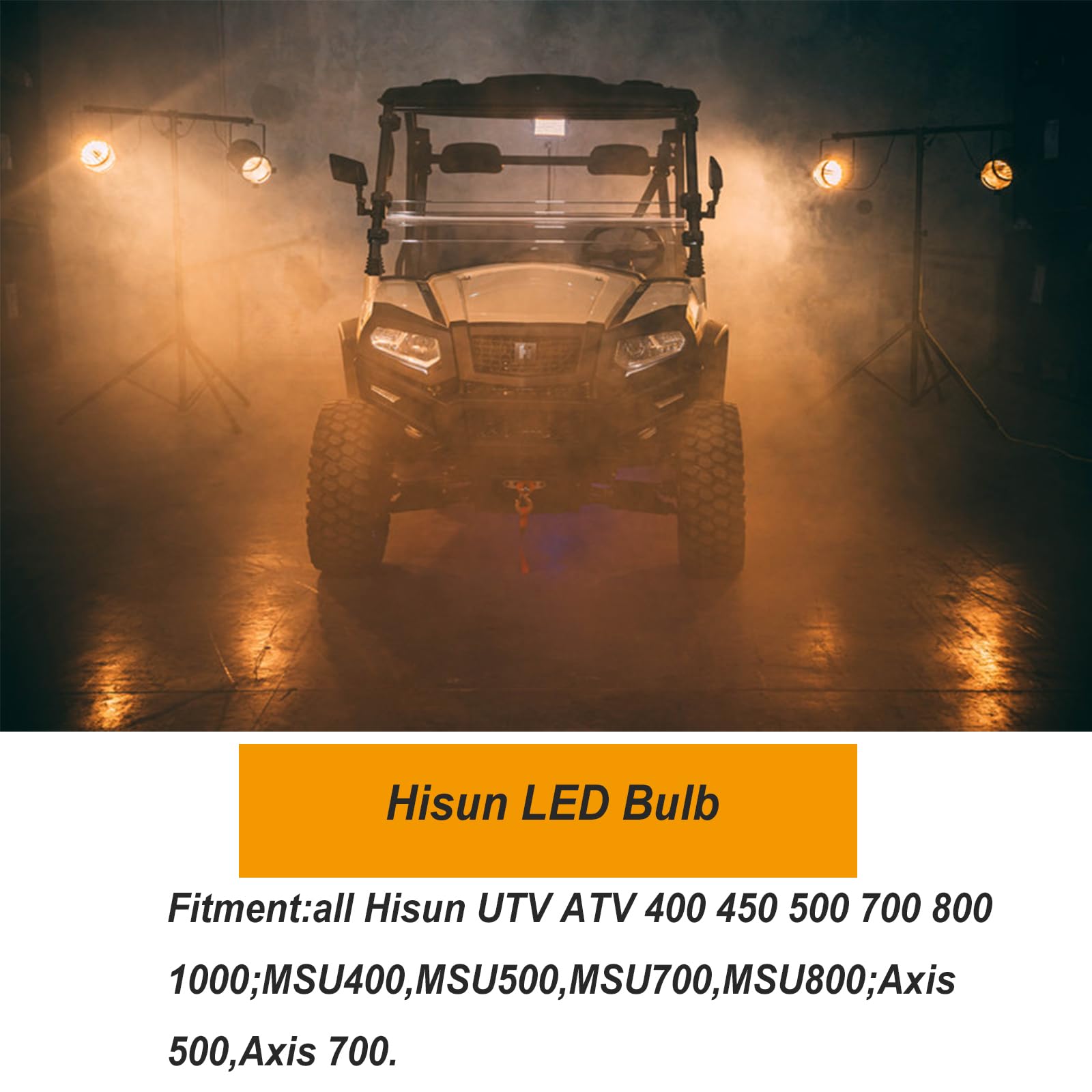 QYMOTO Hisun LED Bulb Lamp - Ultra Bright, White, Aluminum, Model QYMDP0001 for 400 500 700 UTV/ATV, Axis 500