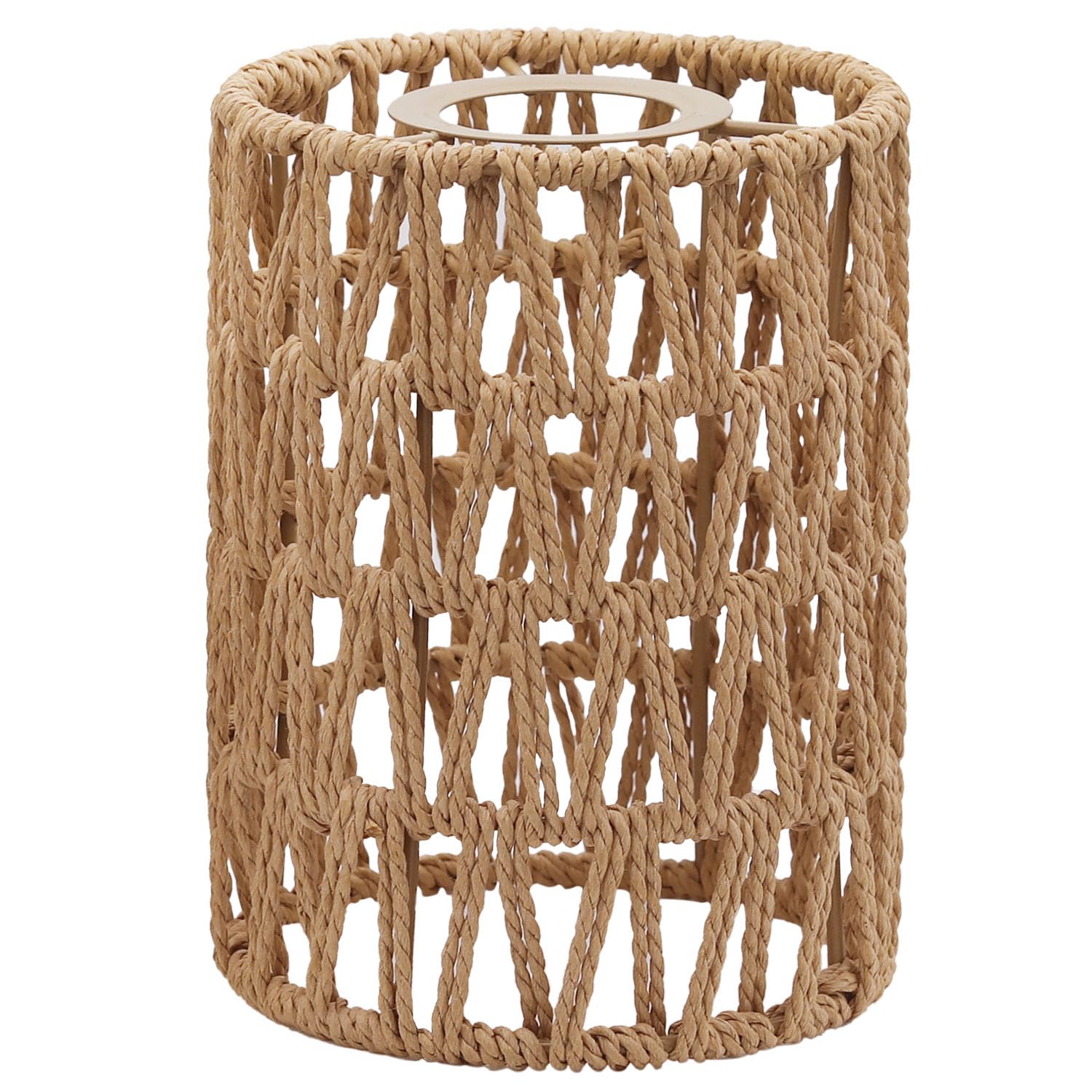 Giutna 1.63in Fitter Farmhouse Pendant Light Lamp Shade Cover for Chandelier, 1-Pack Boho Rattan Lamp Shades 6.3 H x 4.9 D Repla