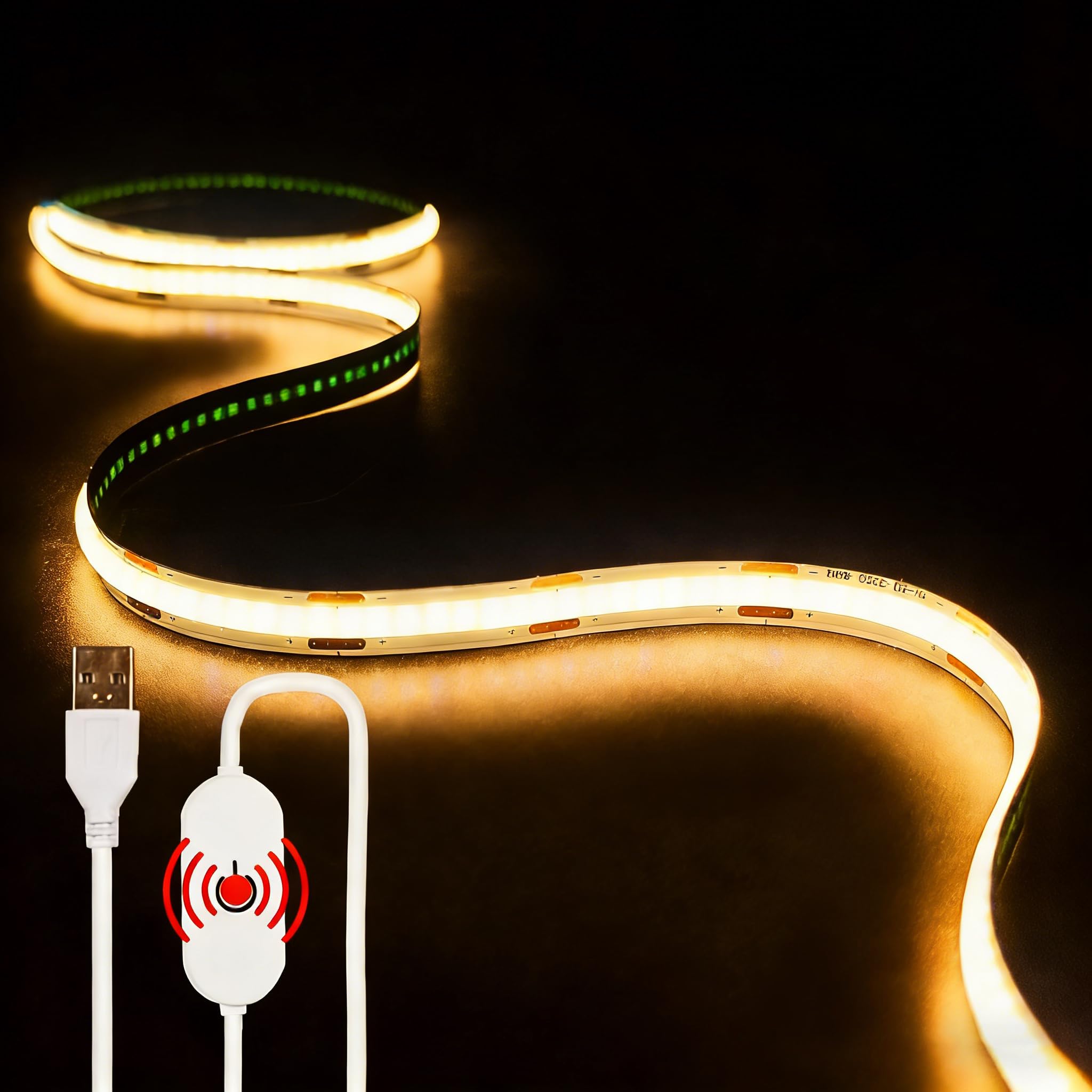 XINGZHI USB LED Light Band 3000K Warm White COB LED Band Lights  6.56FT TV Lights Flexible Small Led Lights with Touch Switch Controller White 5V LED Band Light for TV Backlight Bedroom