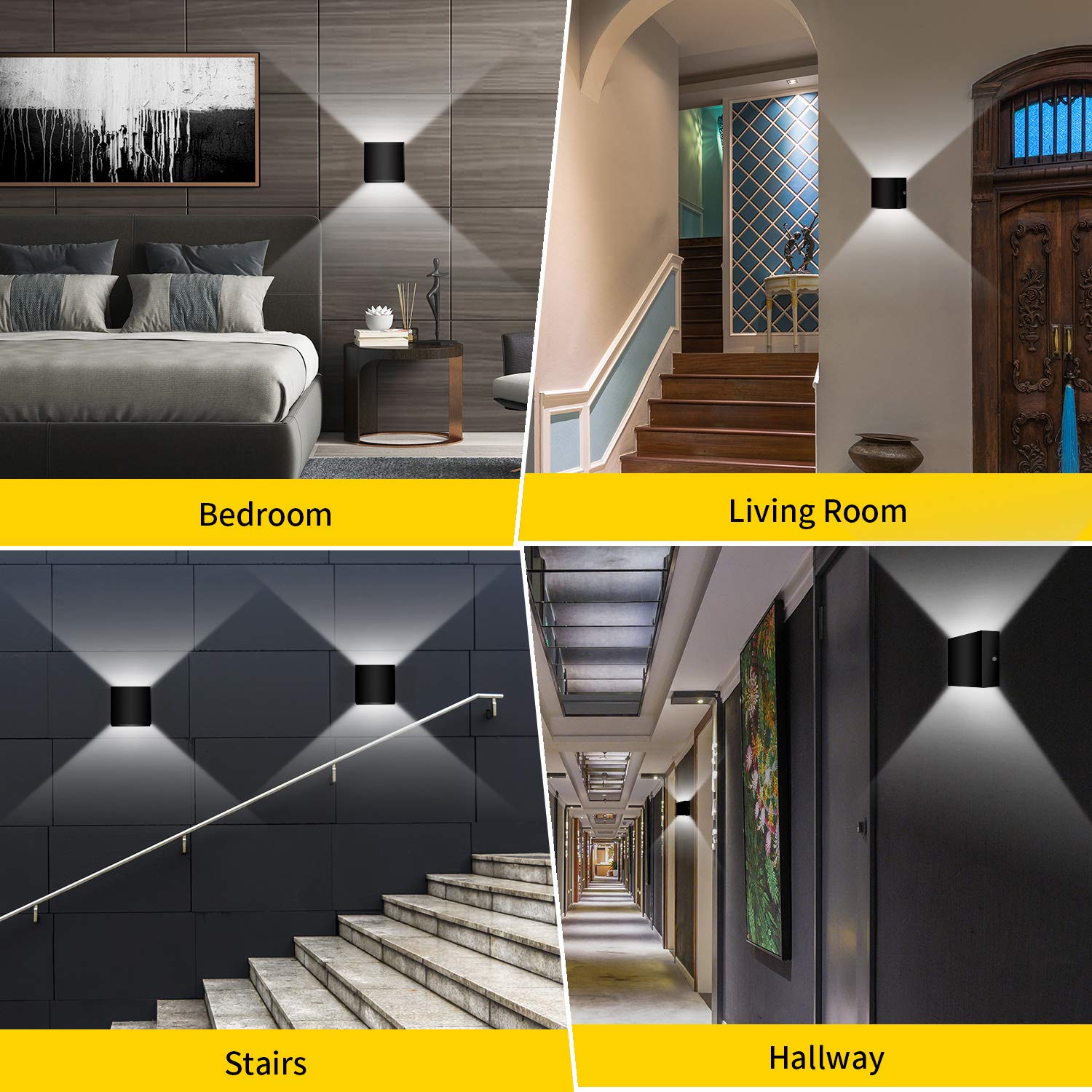 Lightess 2 Pack Led Wall Sconce Mini 10W Hardwired, Modern Wall Lamp Black Up Down Wall Mount Lights Mini Metal For Living Room