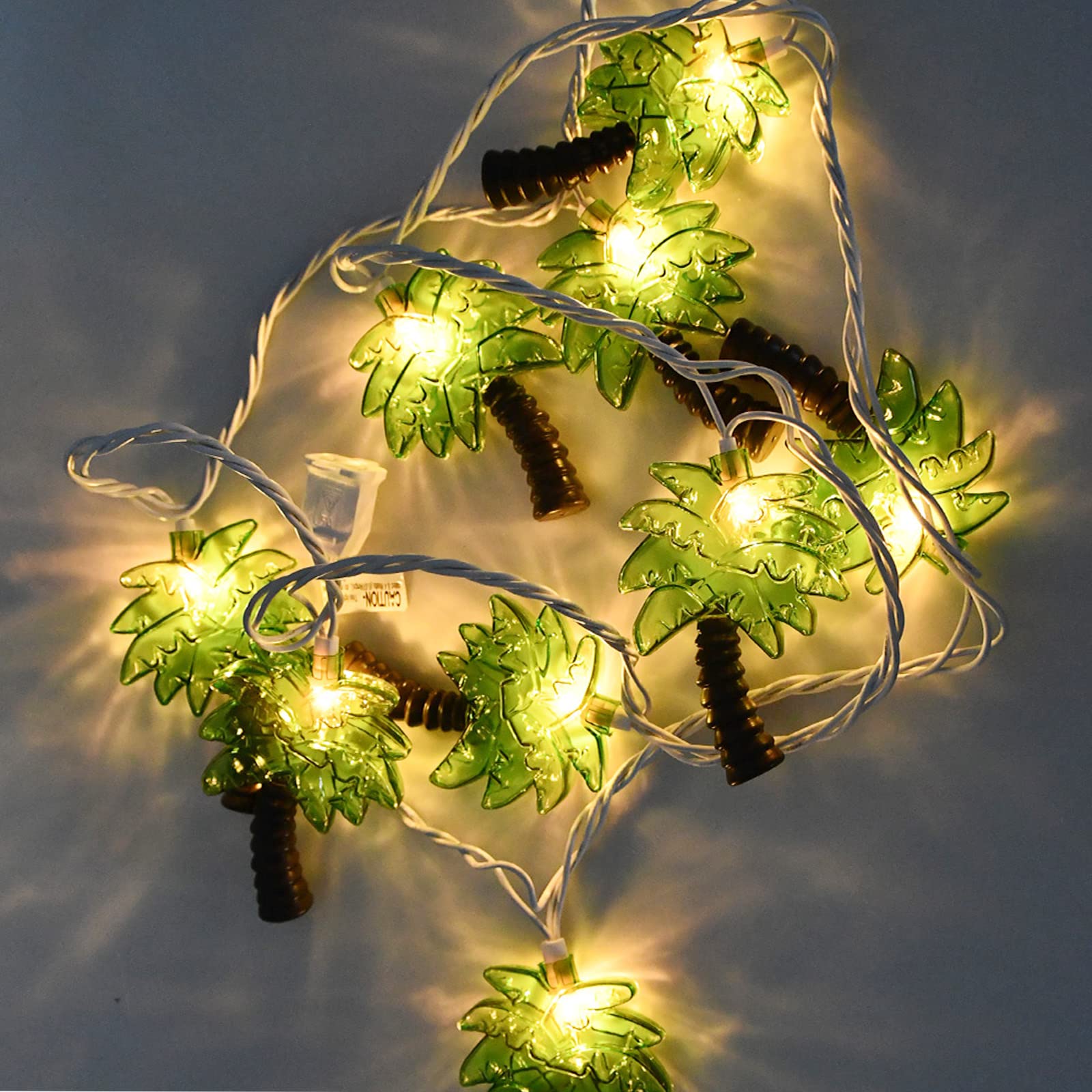 SUNSGNE Palm Tree Patio String Lights - 8.5 Feet, Plastic Glass, Summer Beach Party Decorations