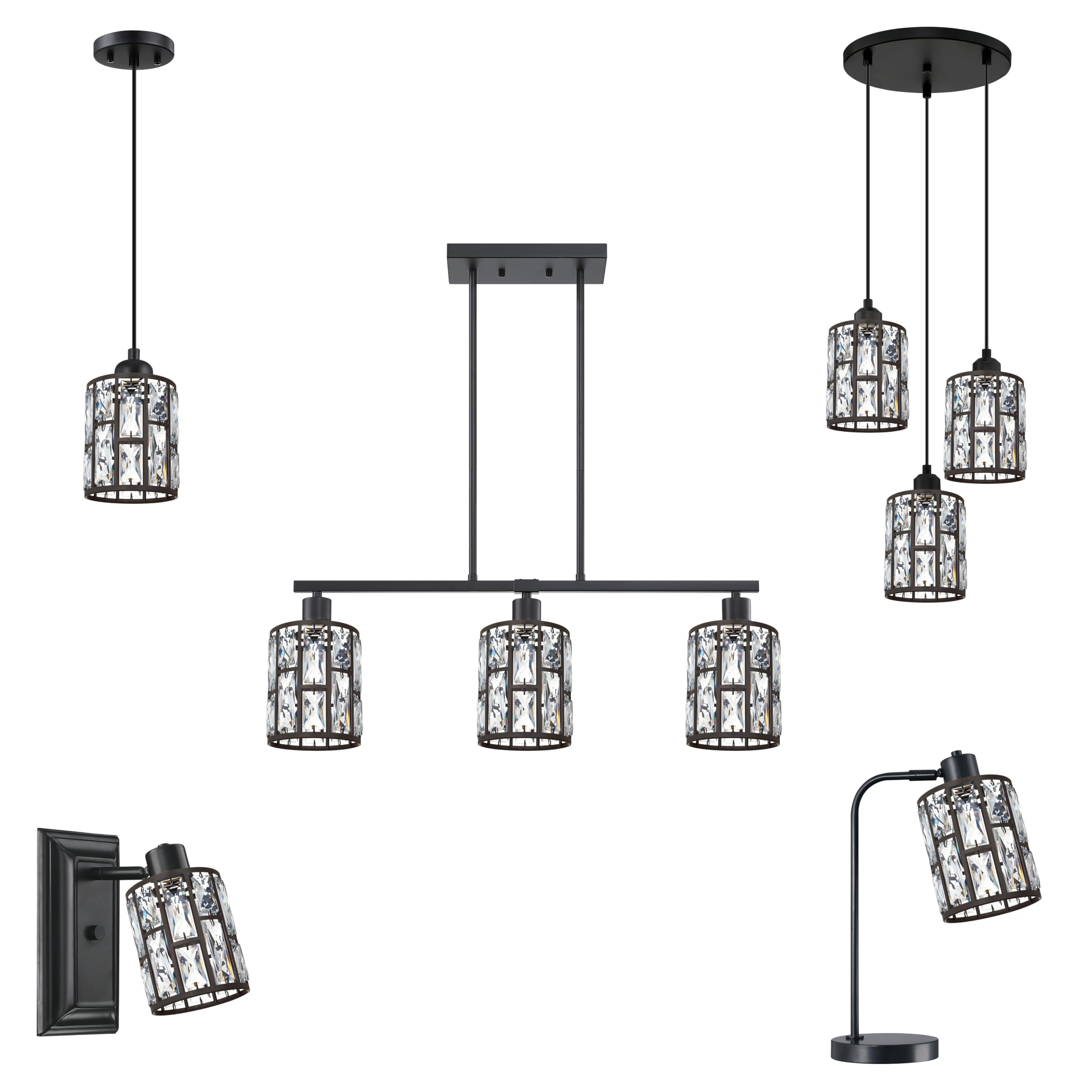 Doraimi Lighting Crystal Metal Pendant Ceiling Chandelier Shade, Oil-Rubbed Bronze, 1.66" Fitter, 6.1" High, 2 Pack, Model P80B